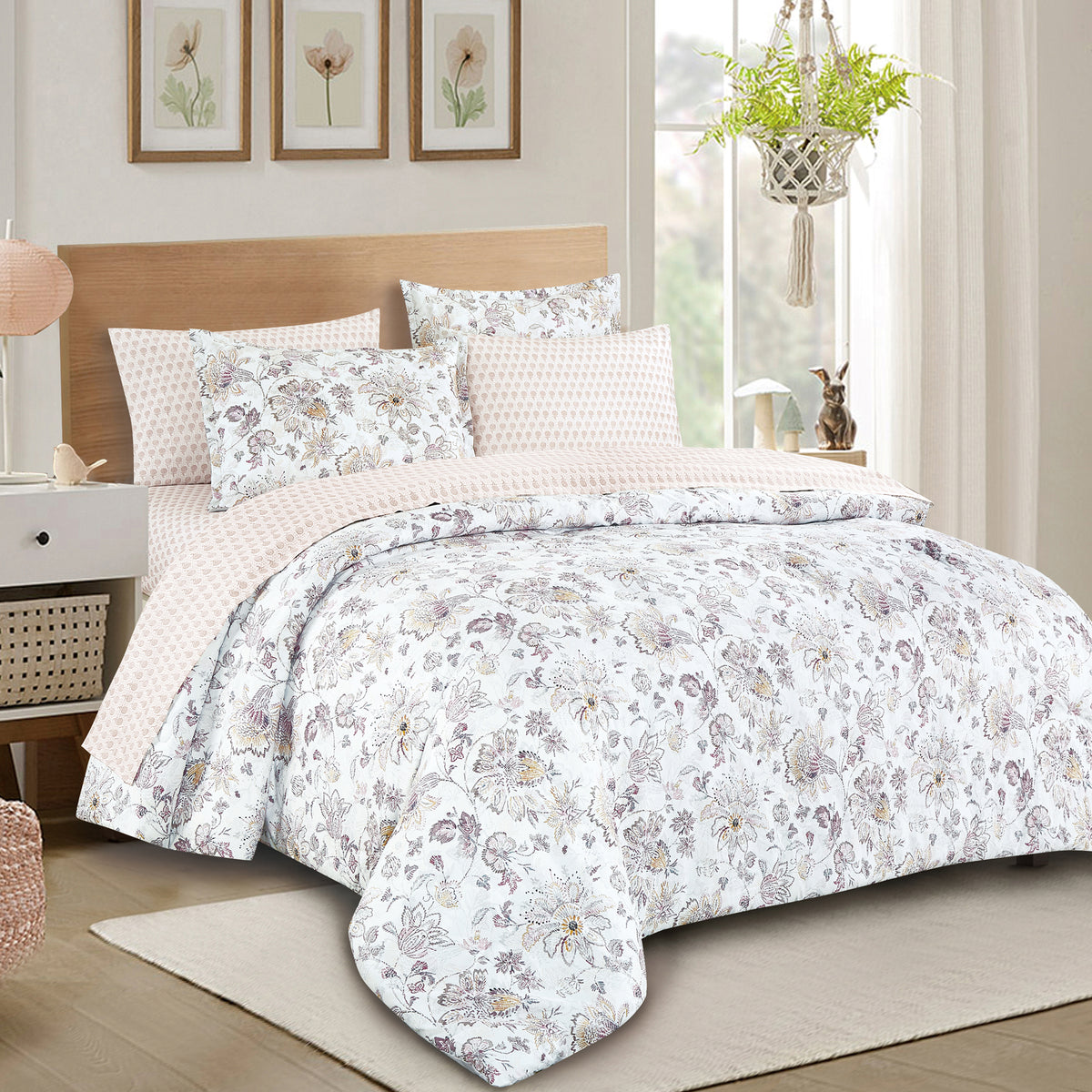 7-Piece Floral Comforter Set with Sheets