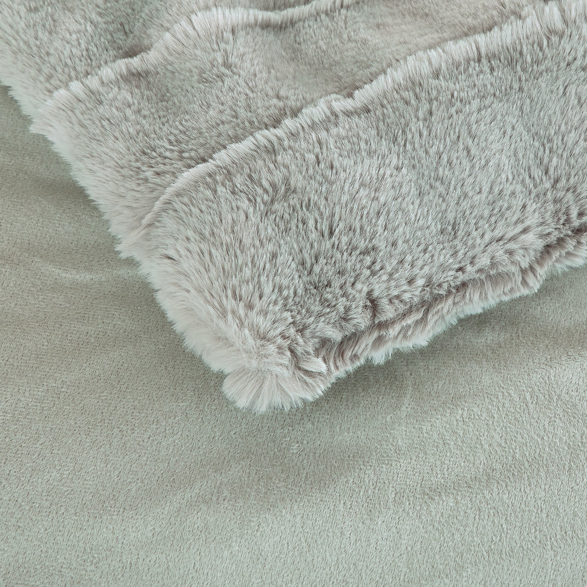 4-Piece Textured Stripe Faux Fur Comforter Set with Velvet Backing