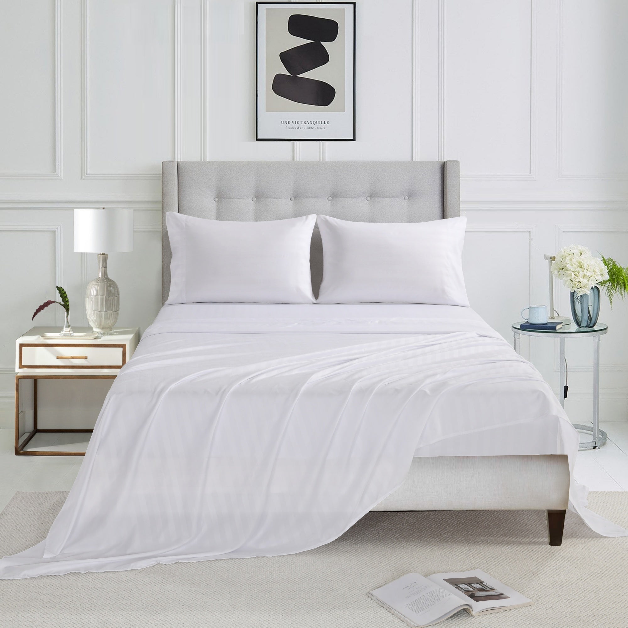 3/4 Piece Luxury Stripe Bed Sheet Set – Soft Hotel Bedding Collection 35000