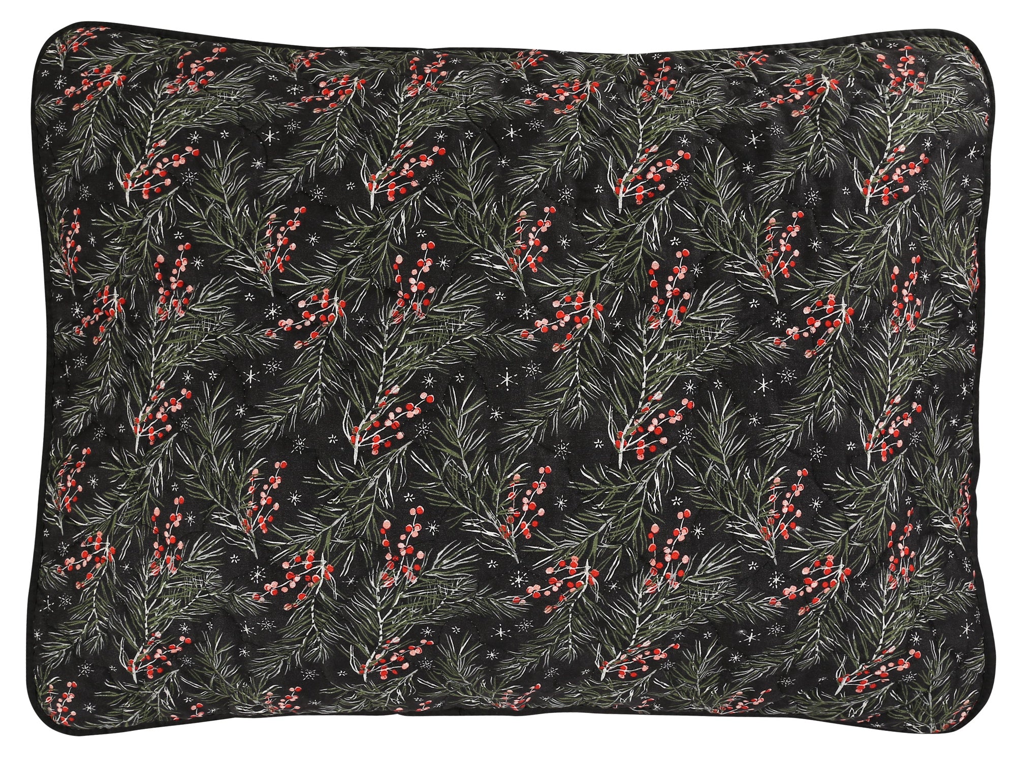 3 Piece Christmas Holly Berry Quilt Set Holiday Pine Branch Bedspread