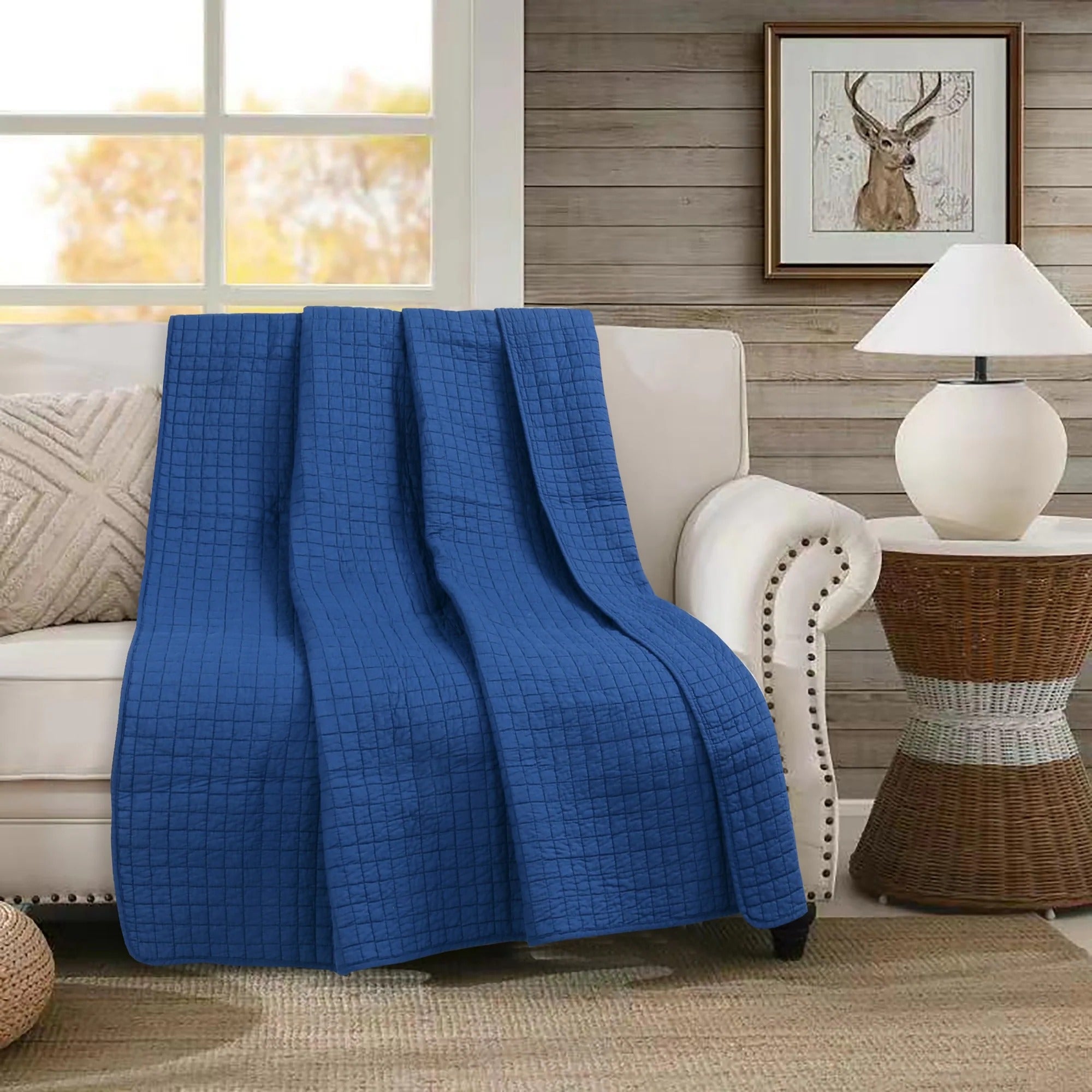 100% Cotton Quilted Throw Blanket Soft Decorative Couch Sofa Cover Lightweight Bed Throw