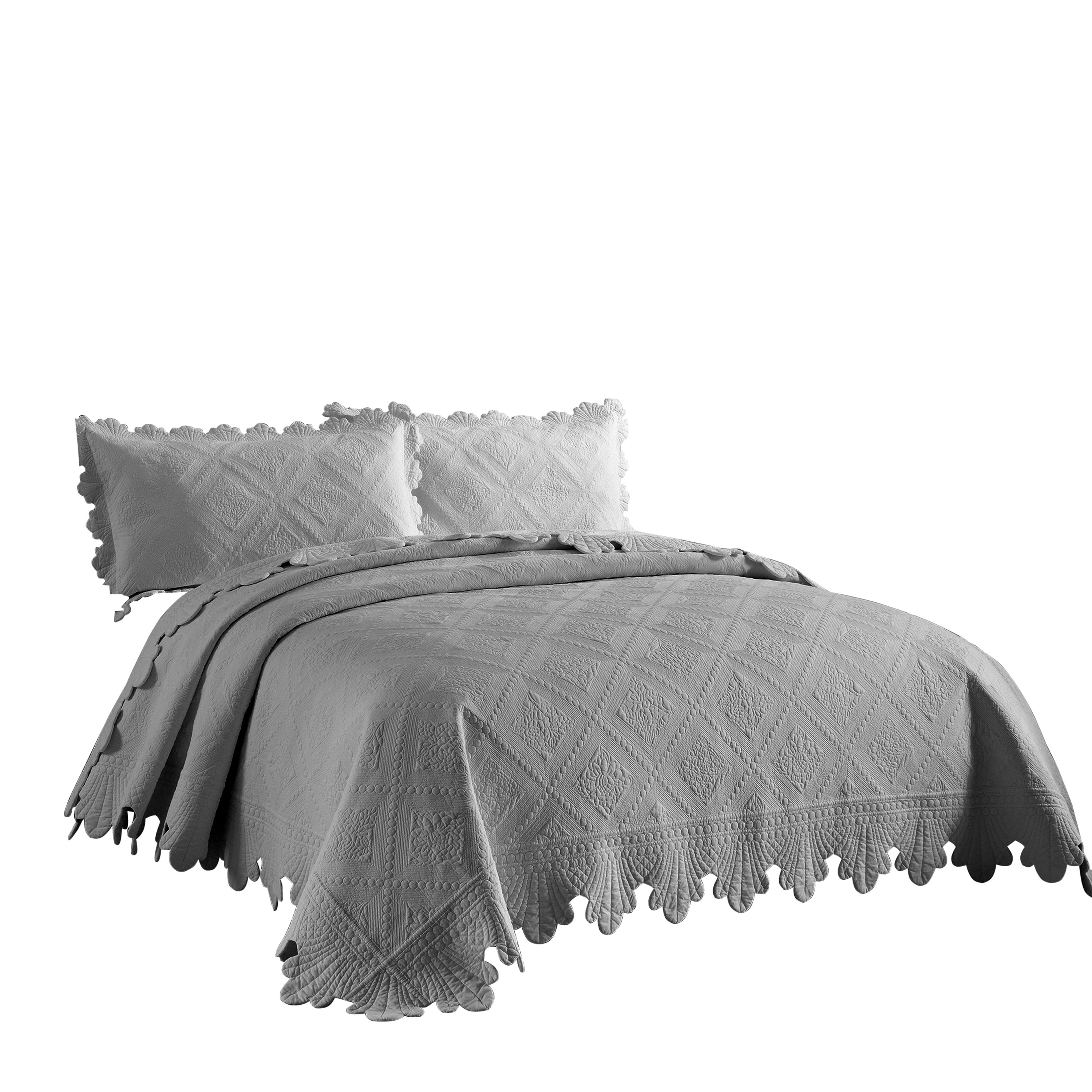 3 Piece 100% Cotton Oversized Lightweight Quilt Bedspread Set TK