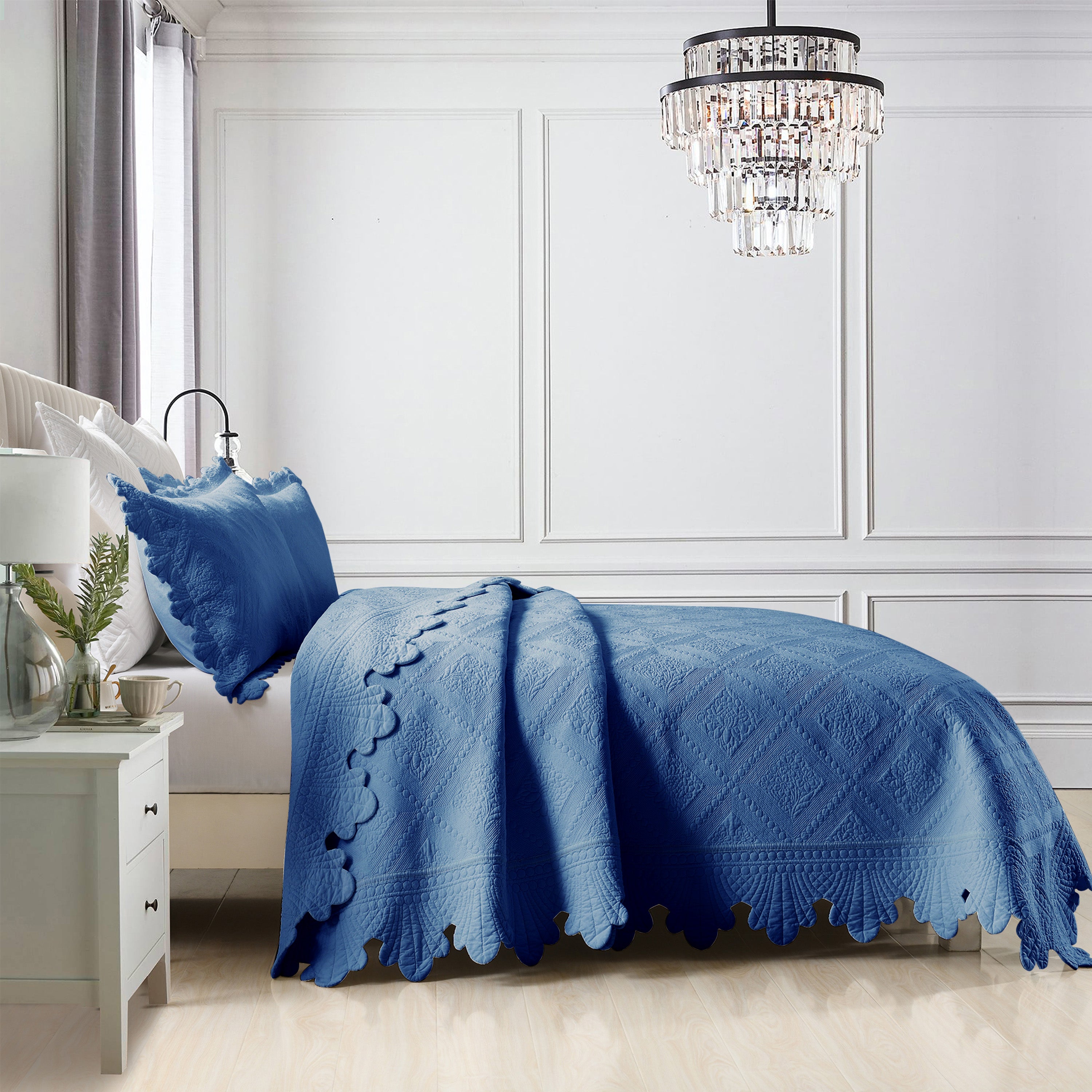 3 Piece 100% Cotton Oversized Lightweight Quilt Bedspread Set TK