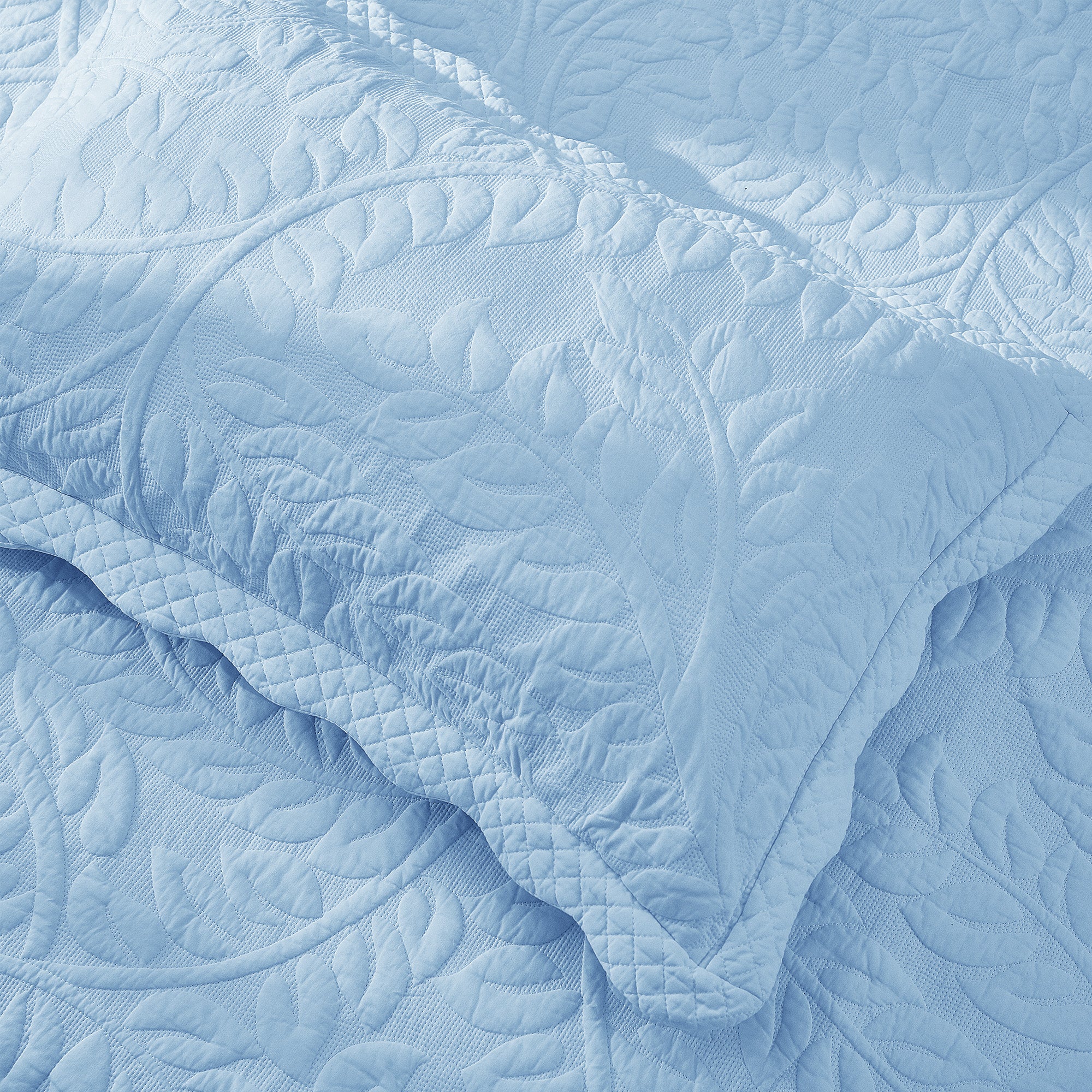 2 Piece 100% Cotton Quilted Pillow Shams, Decorative Pillow Covers