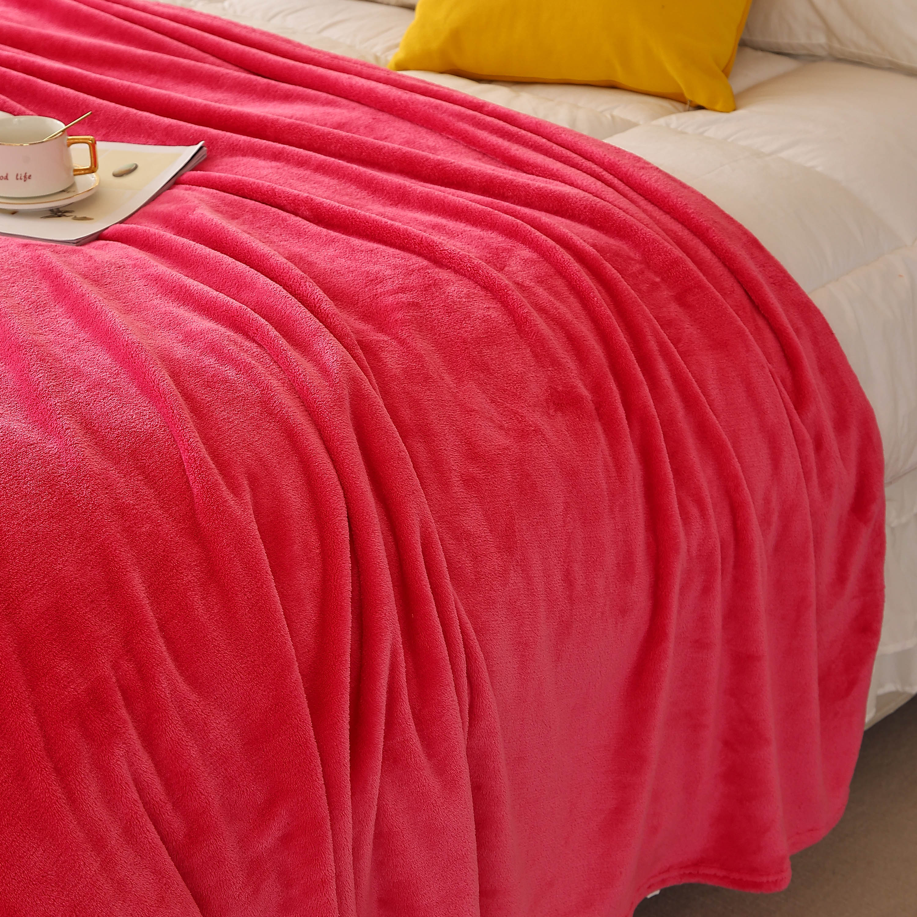 King Size Flannel Fleece Throw Blanket 240GSM Soft Lightweight Plush Cozy Bed Blanket 102 x 90 Inches