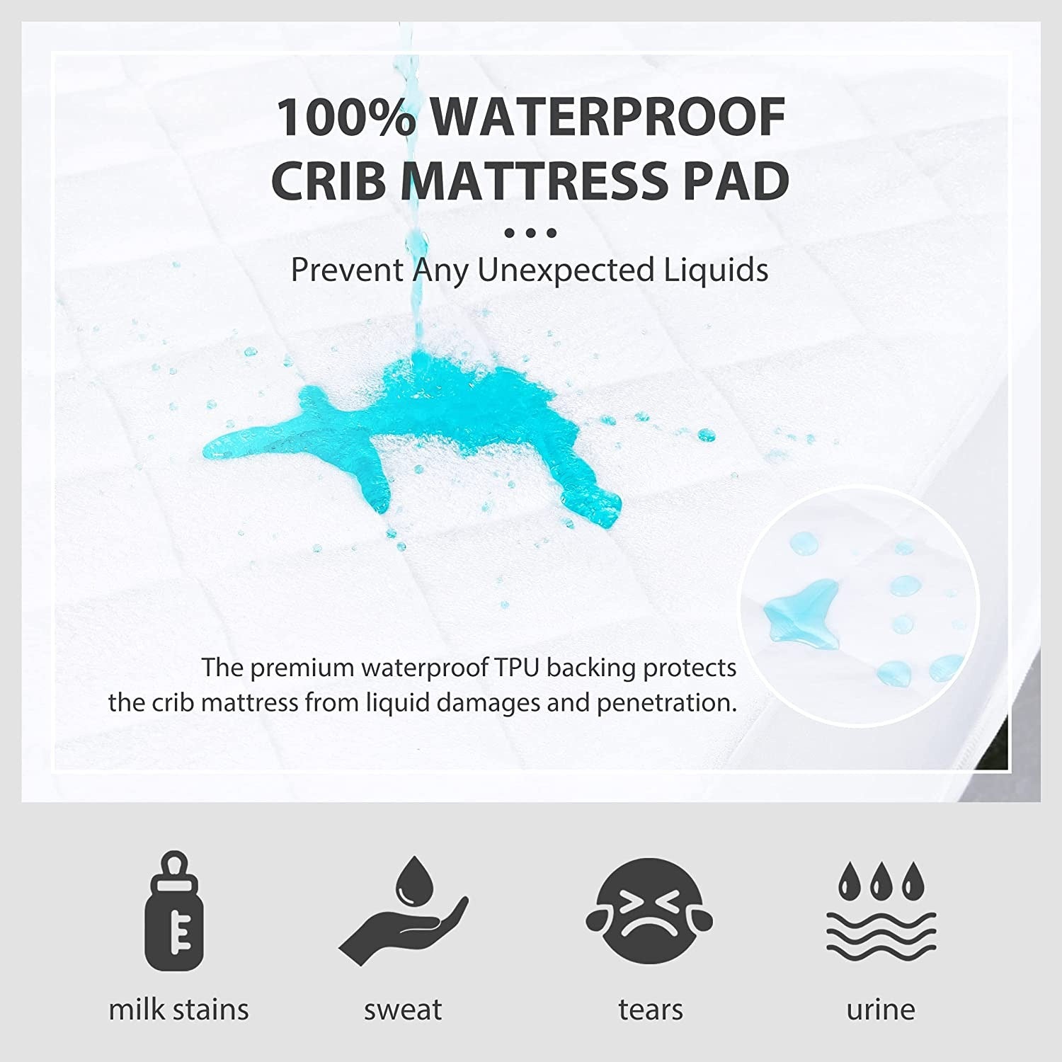 2 Pack Crib Mattress Protector, Waterproof Bamboo Viscose Fitted Mattress Cover