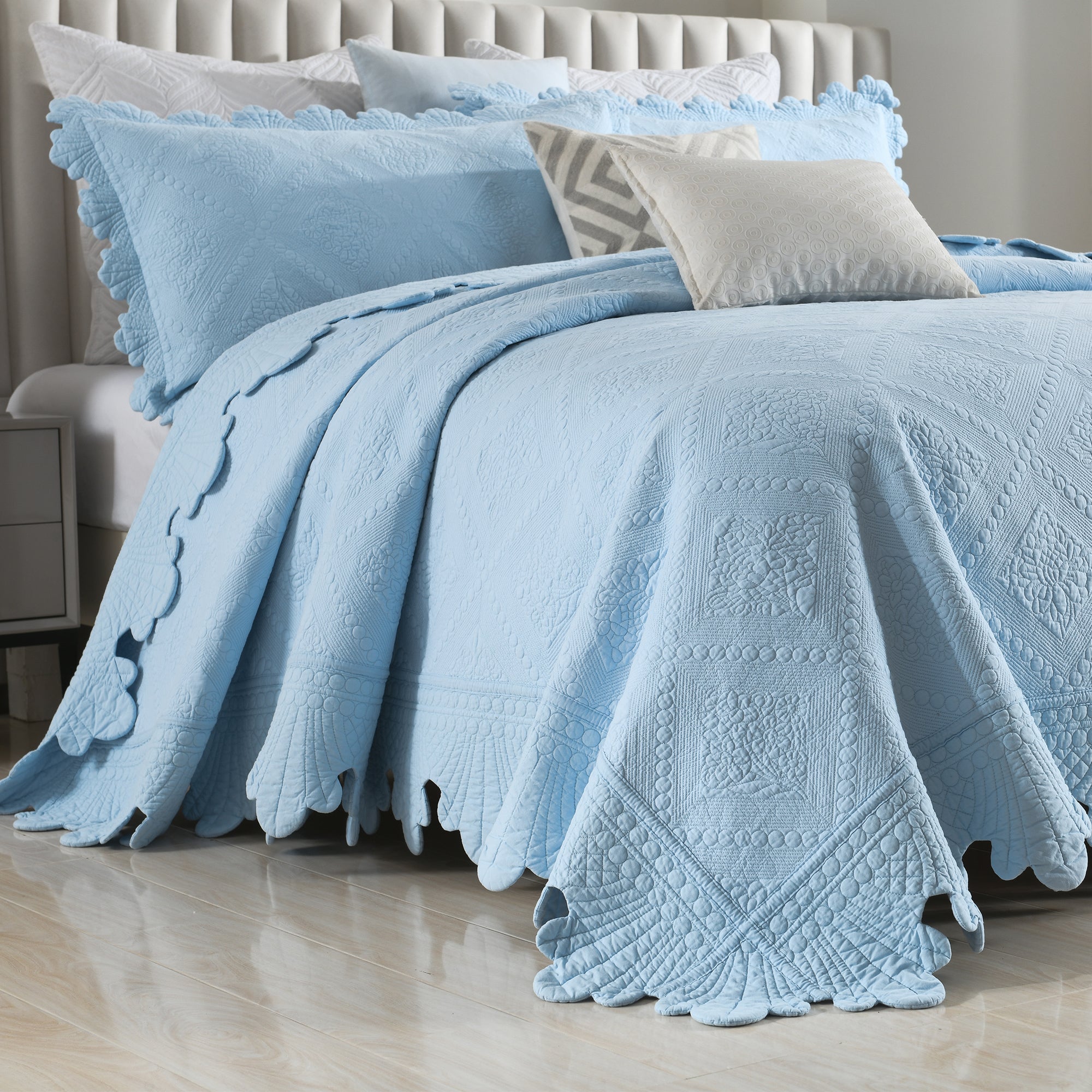 3 Piece 100% Cotton Oversized Lightweight Quilt Bedspread Set TK