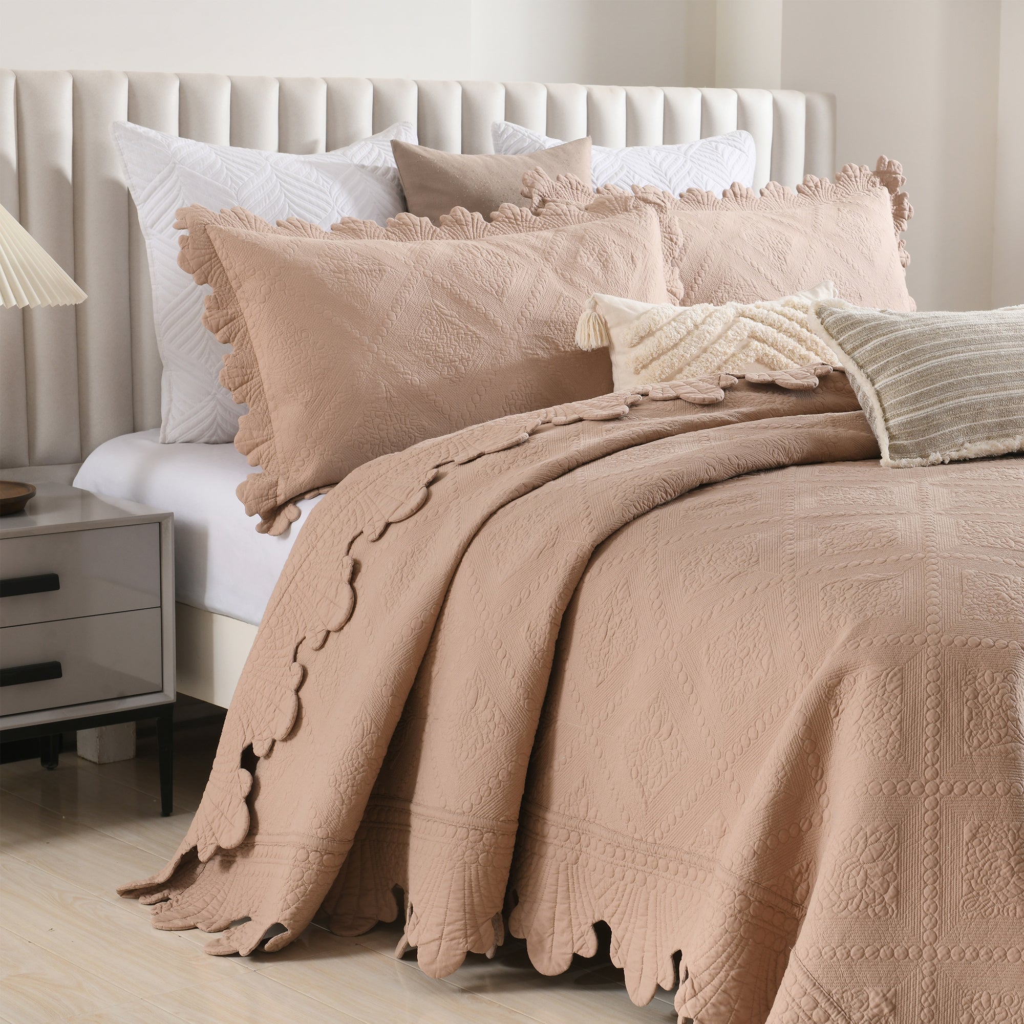 3 Piece 100% Cotton Oversized Lightweight Quilt Bedspread Set TK