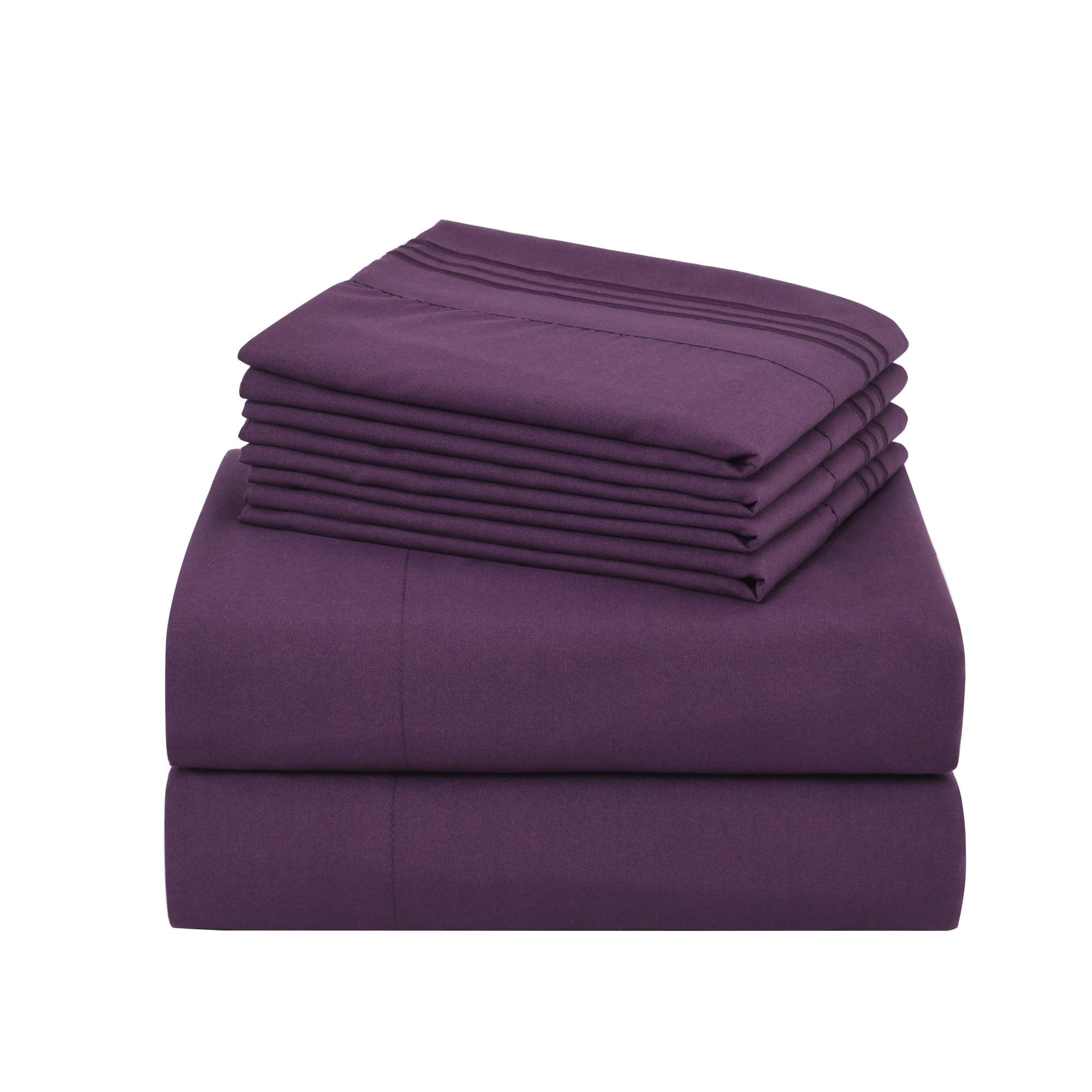 4/6 Piece Soft Solid Embroidered Bed Sheet Set