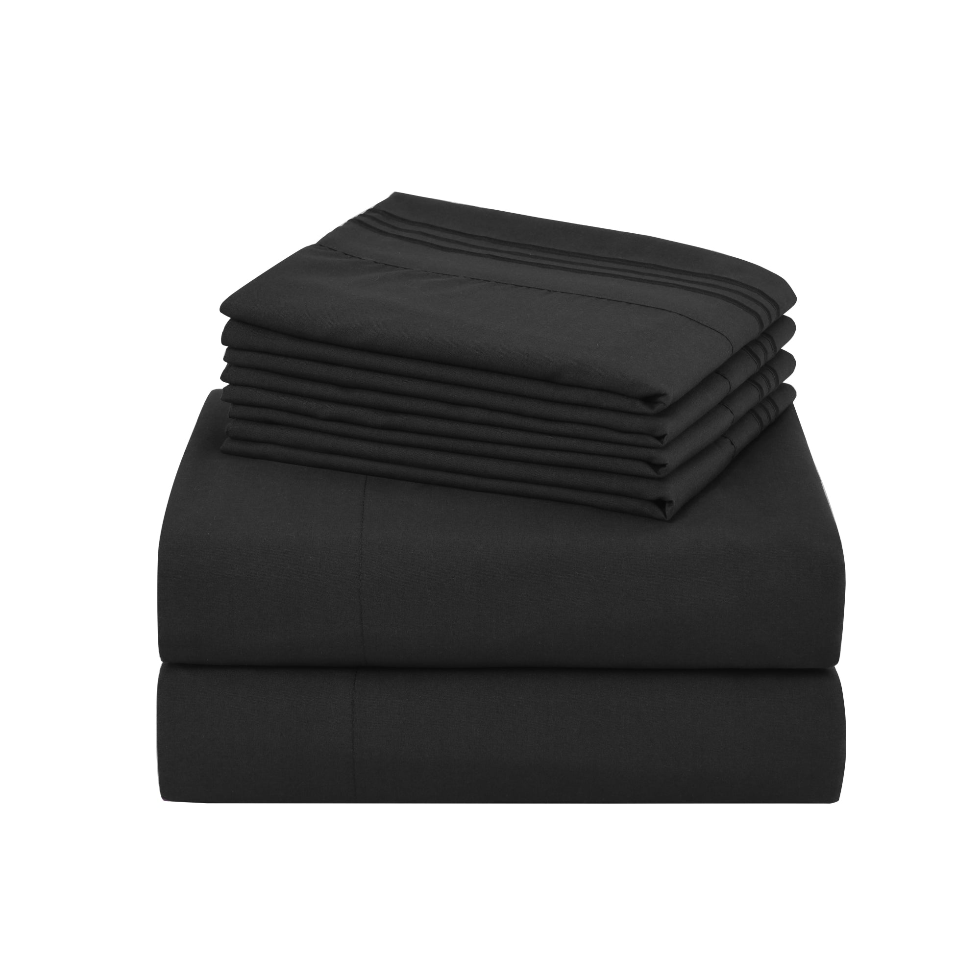 4/6 Piece Soft Solid Embroidered Bed Sheet Set