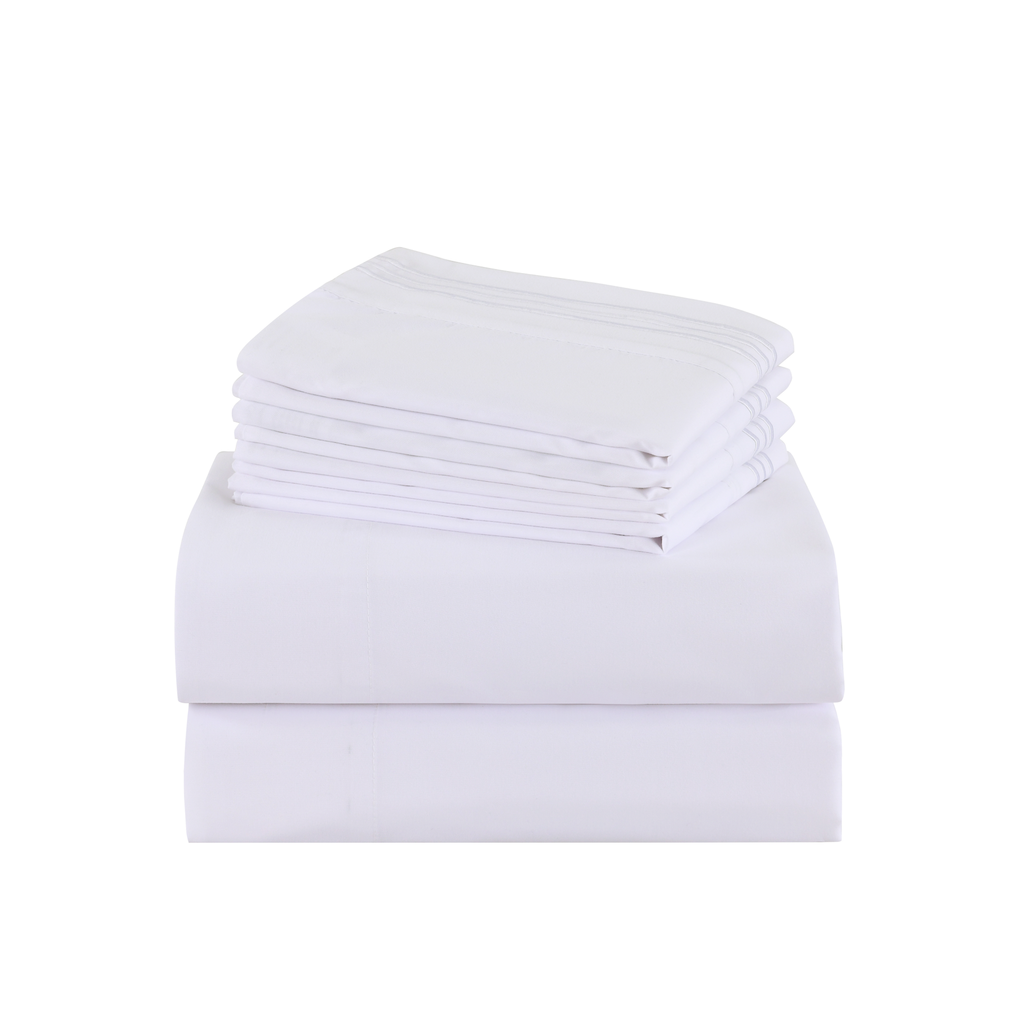 4/6 Piece Soft Solid Embroidered Bed Sheet Set