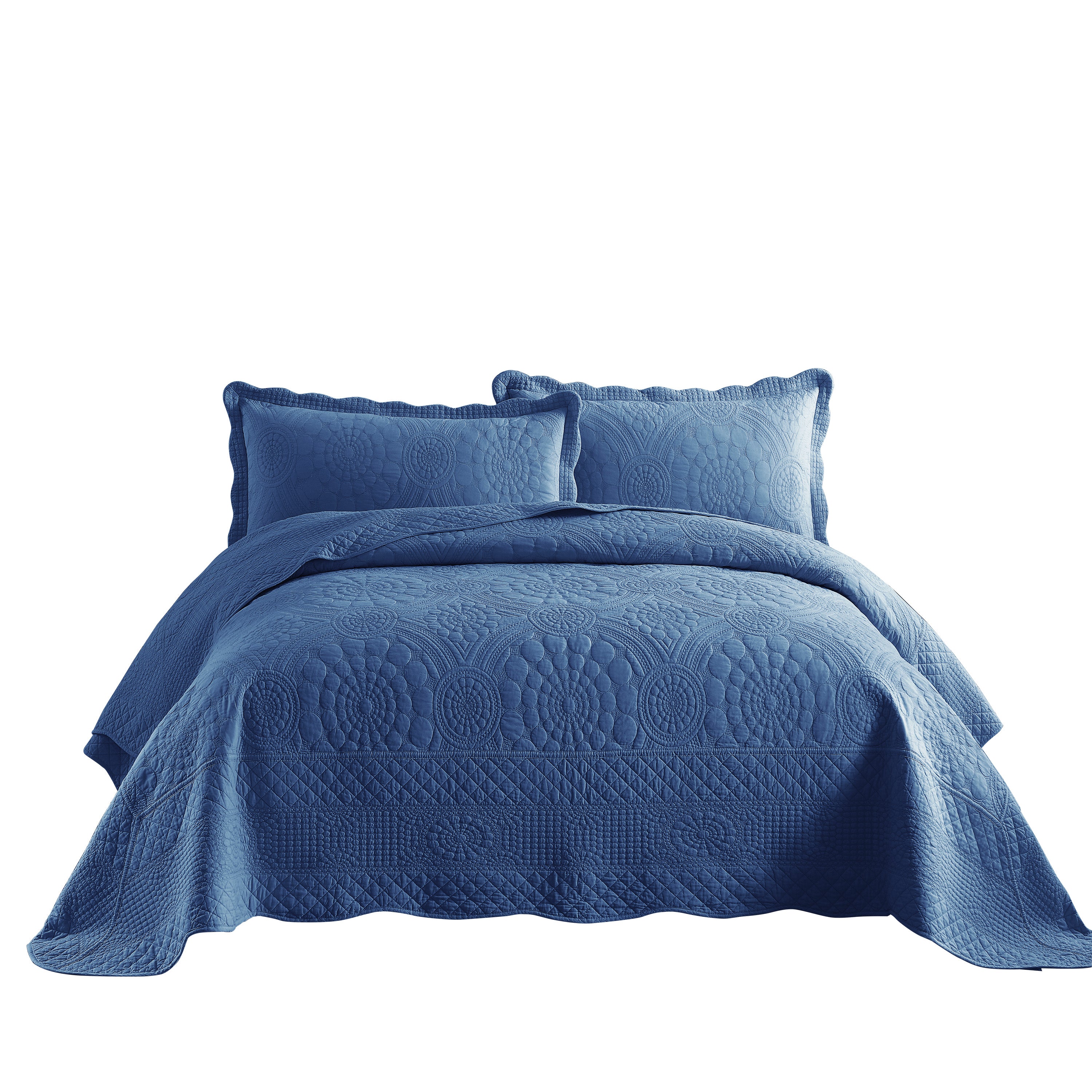 3 Piece 100% Cotton Quilt Set, Oversized Lightweight Quilted Bedspread TF