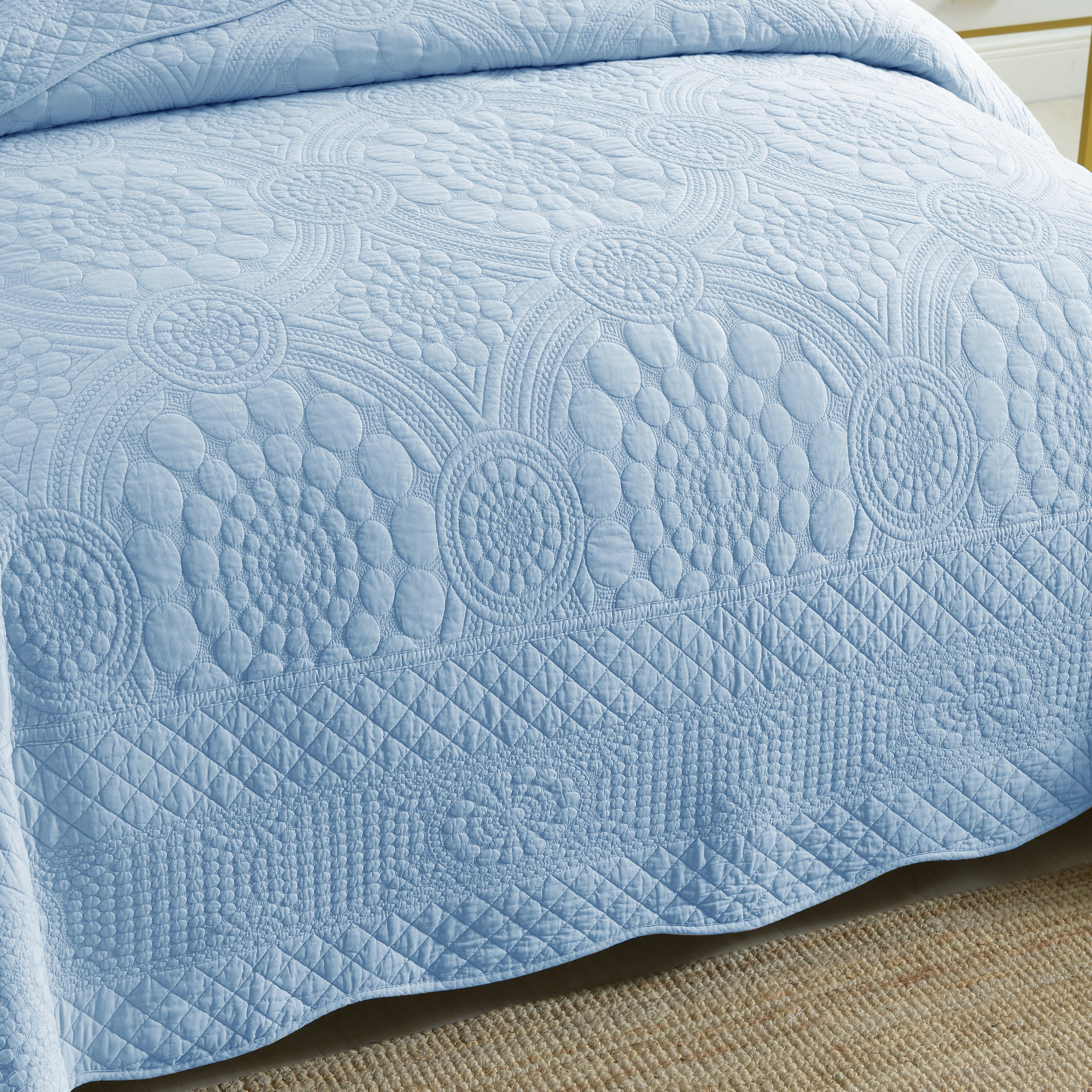 3 Piece 100% Cotton Quilt Set, Oversized Lightweight Quilted Bedspread TF