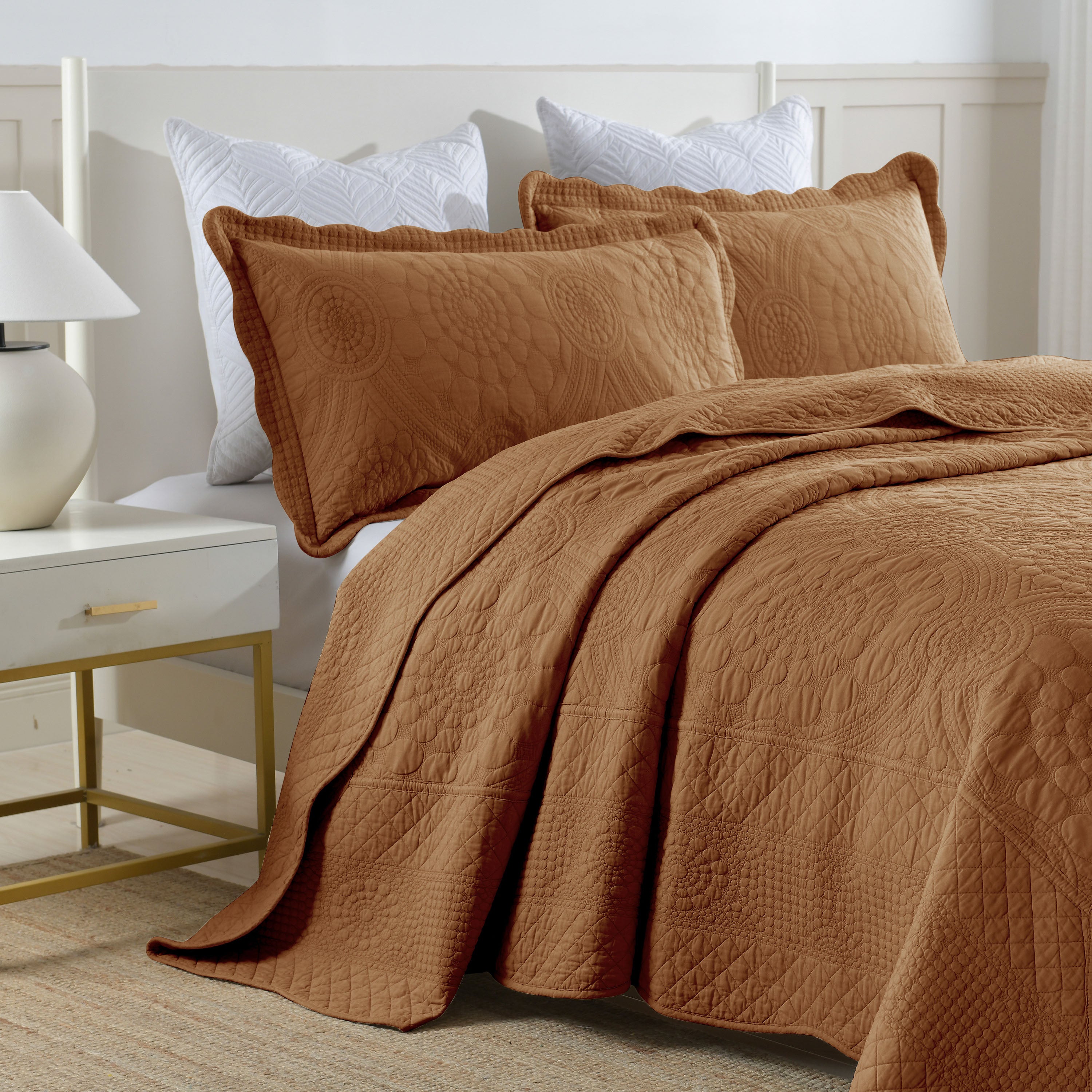 3 Piece 100% Cotton Quilt Set, Oversized Lightweight Quilted Bedspread TF