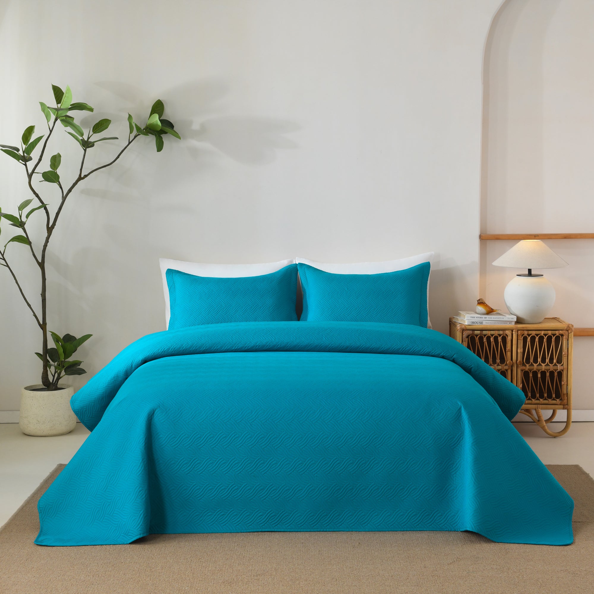 100% Polyester Ultrasonic Quilted Lightweight Quilt Bedspread Set