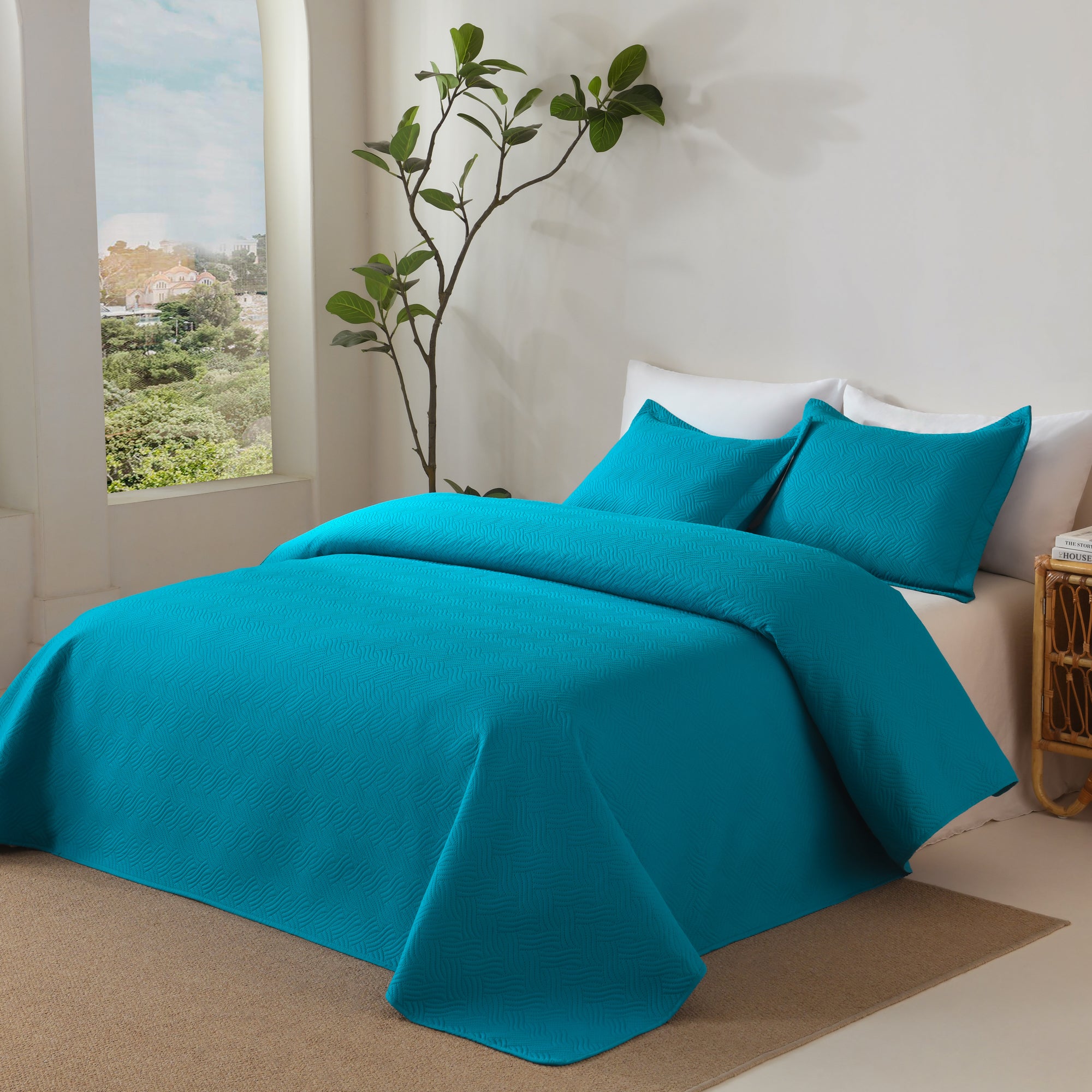 100% Polyester Ultrasonic Quilted Lightweight Quilt Bedspread Set