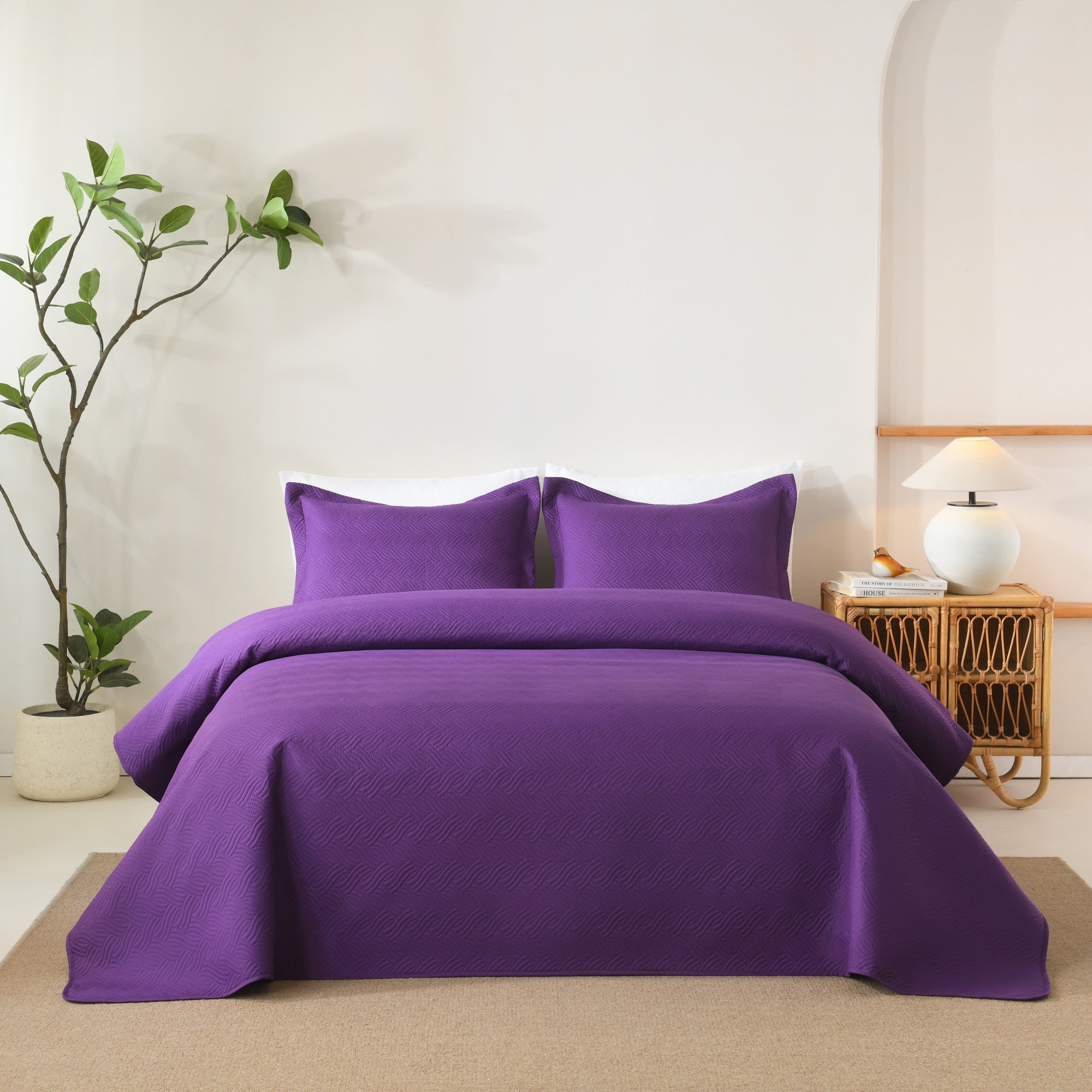 100% Polyester Ultrasonic Quilted Lightweight Quilt Bedspread Set