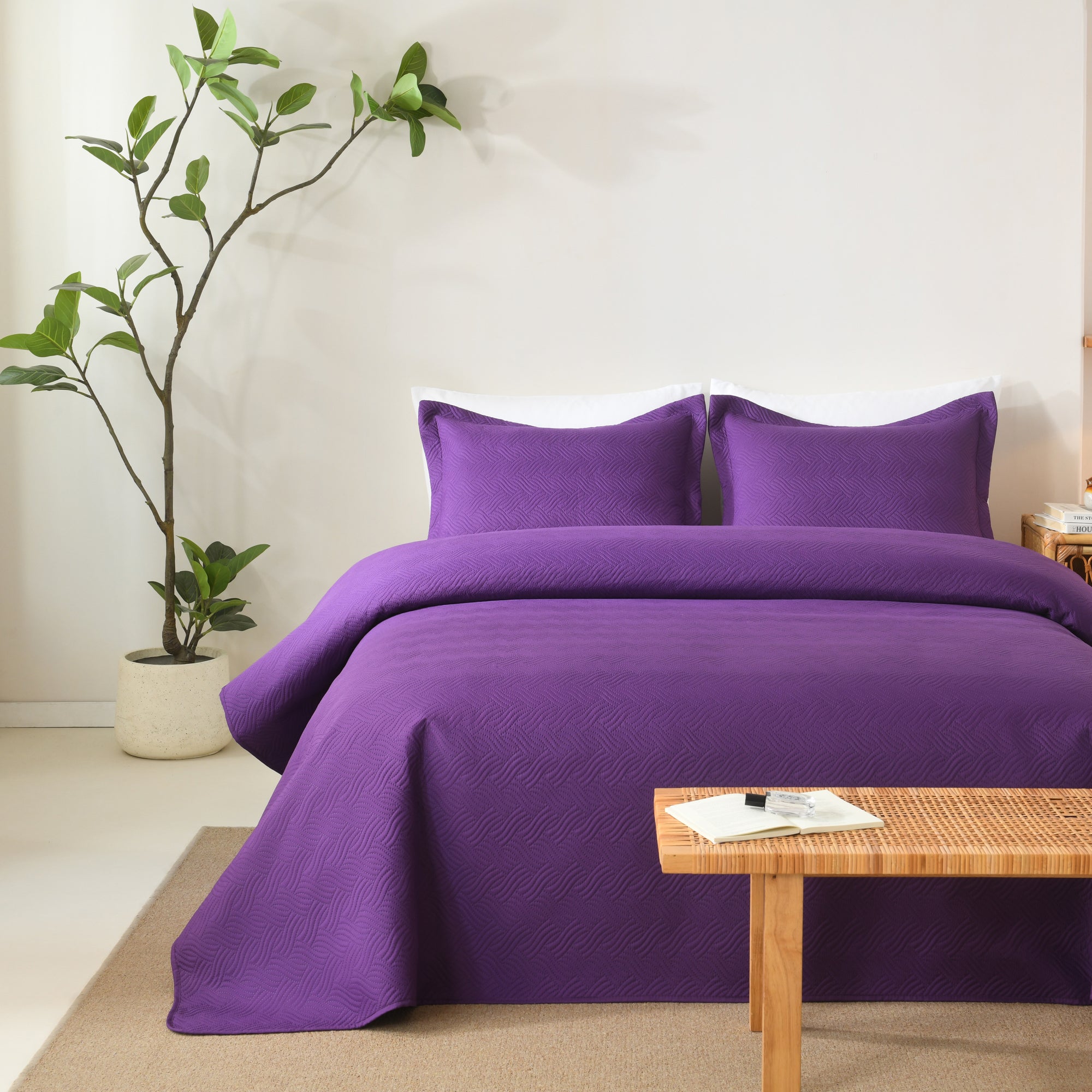 100% Polyester Ultrasonic Quilted Lightweight Quilt Bedspread Set
