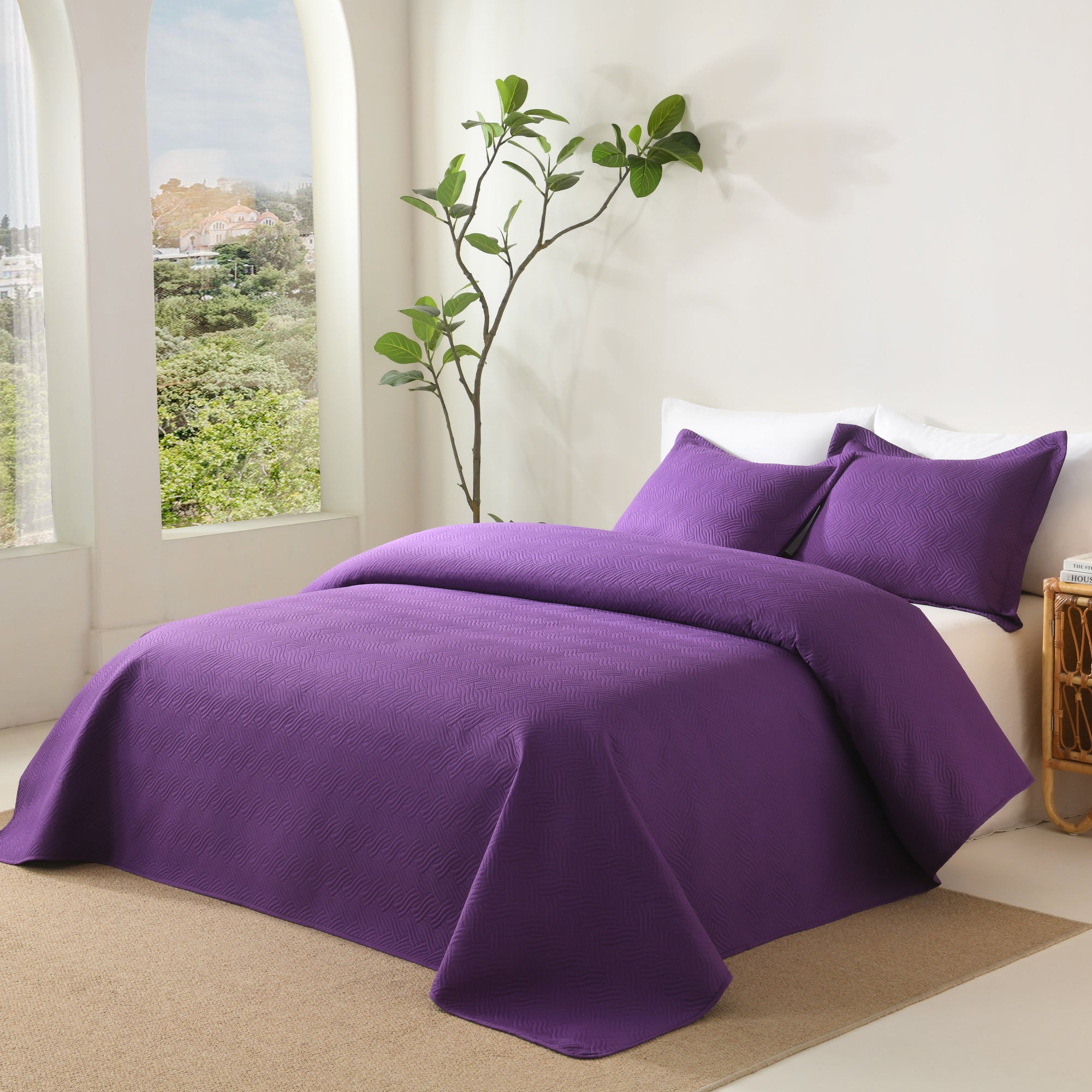 100% Polyester Ultrasonic Quilted Lightweight Quilt Bedspread Set