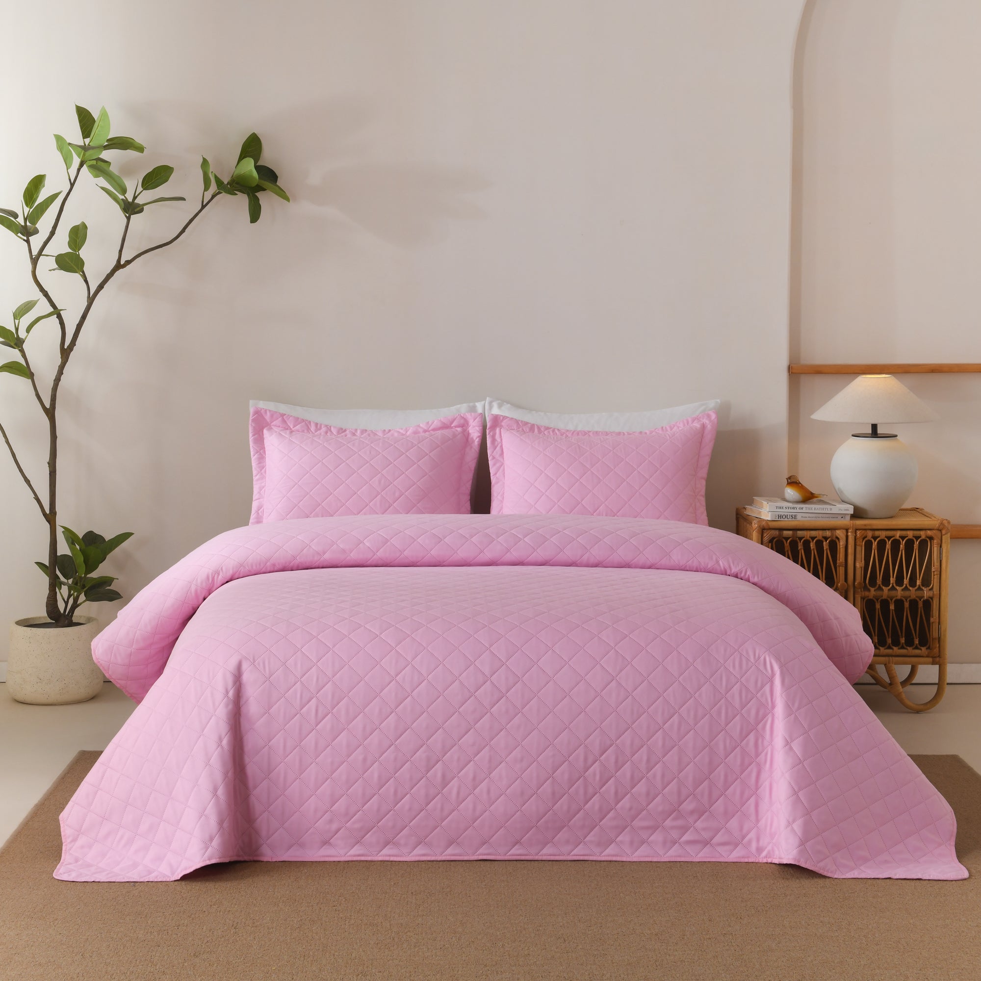 100% Polyester Ultrasonic Quilted Lightweight Quilt Bedspread Set