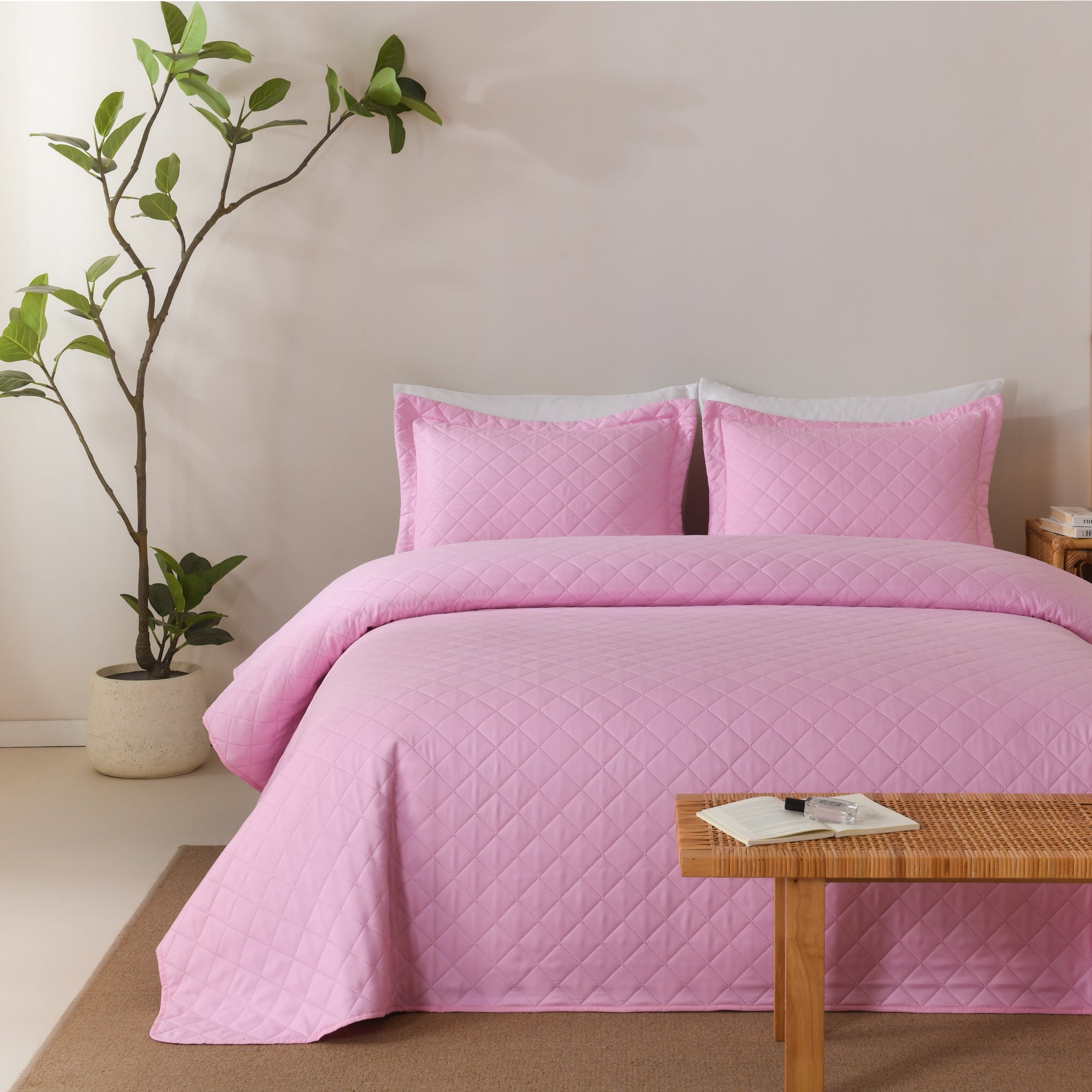 100% Polyester Ultrasonic Quilted Lightweight Quilt Bedspread Set