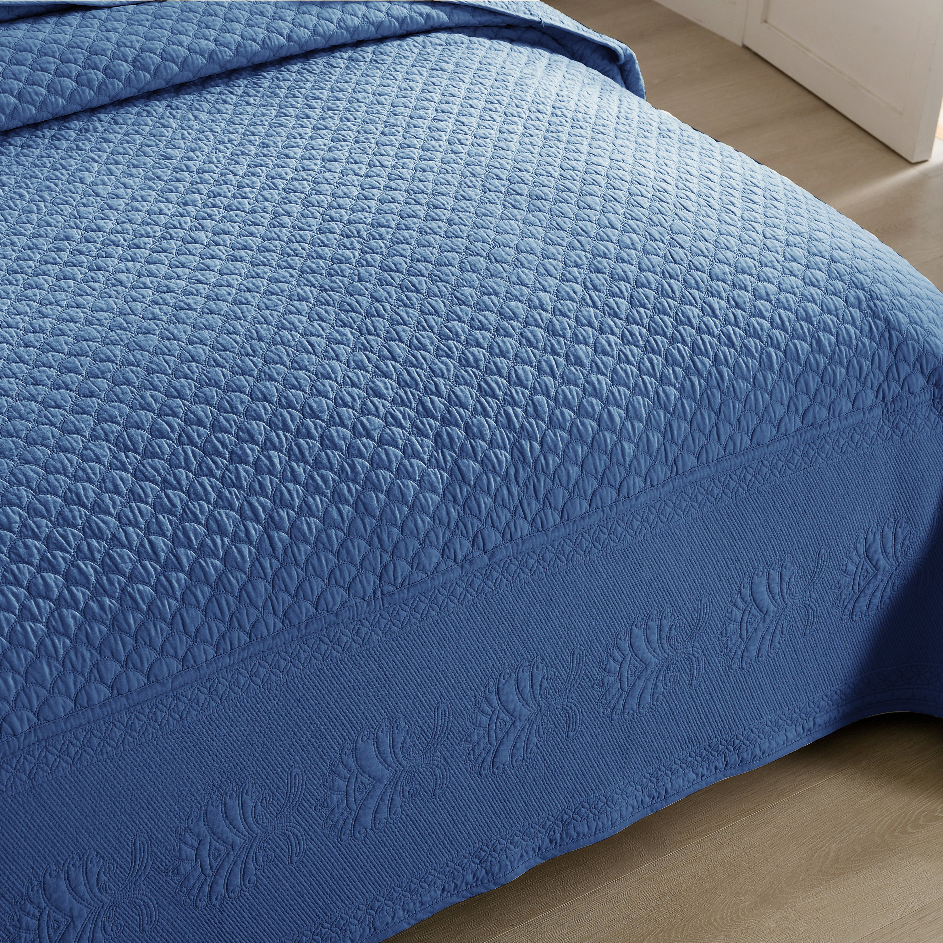 3 Piece 100% Cotton Oversized Lightweight Quilt Set Bedspread TM