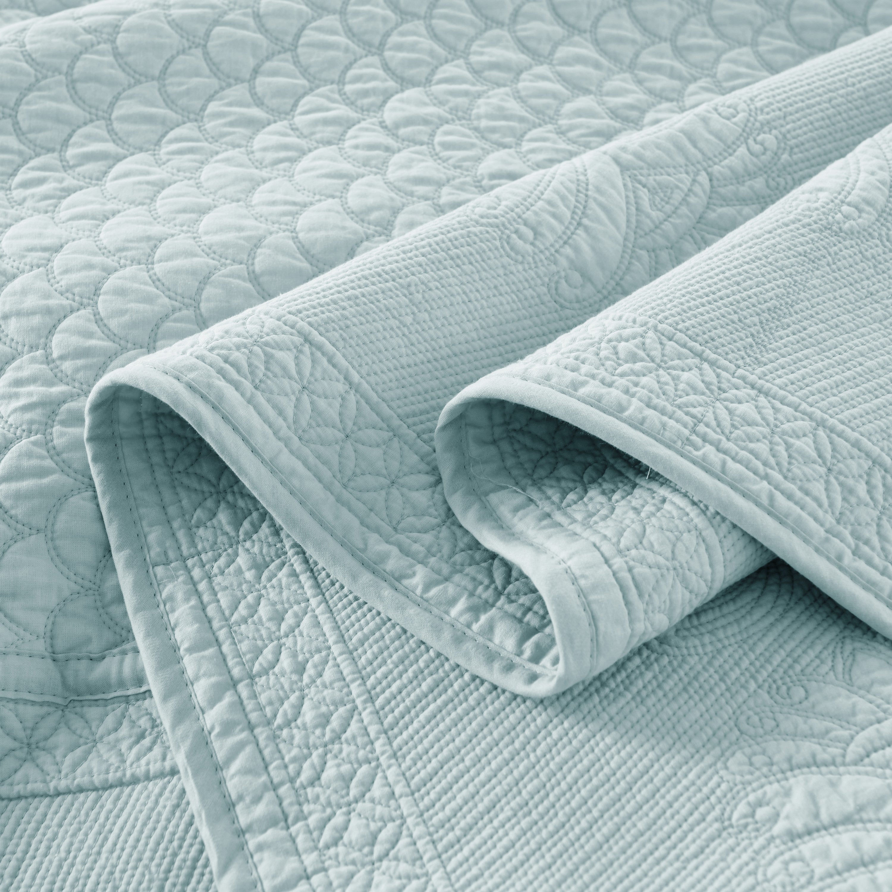 3 Piece 100% Cotton Oversized Lightweight Quilt Set Bedspread TM