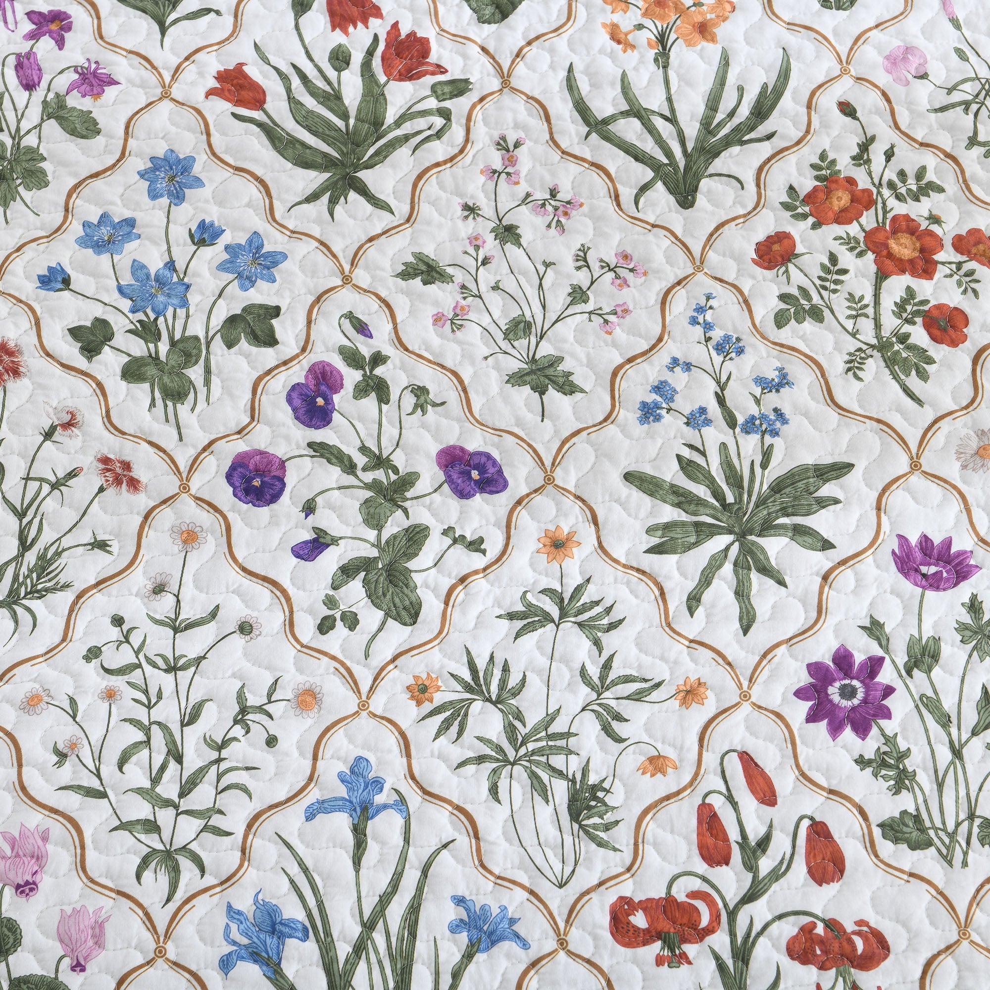 3 Piece Soft Polyester Floral Quilt Set - Botanical Print Quilted Bedspread