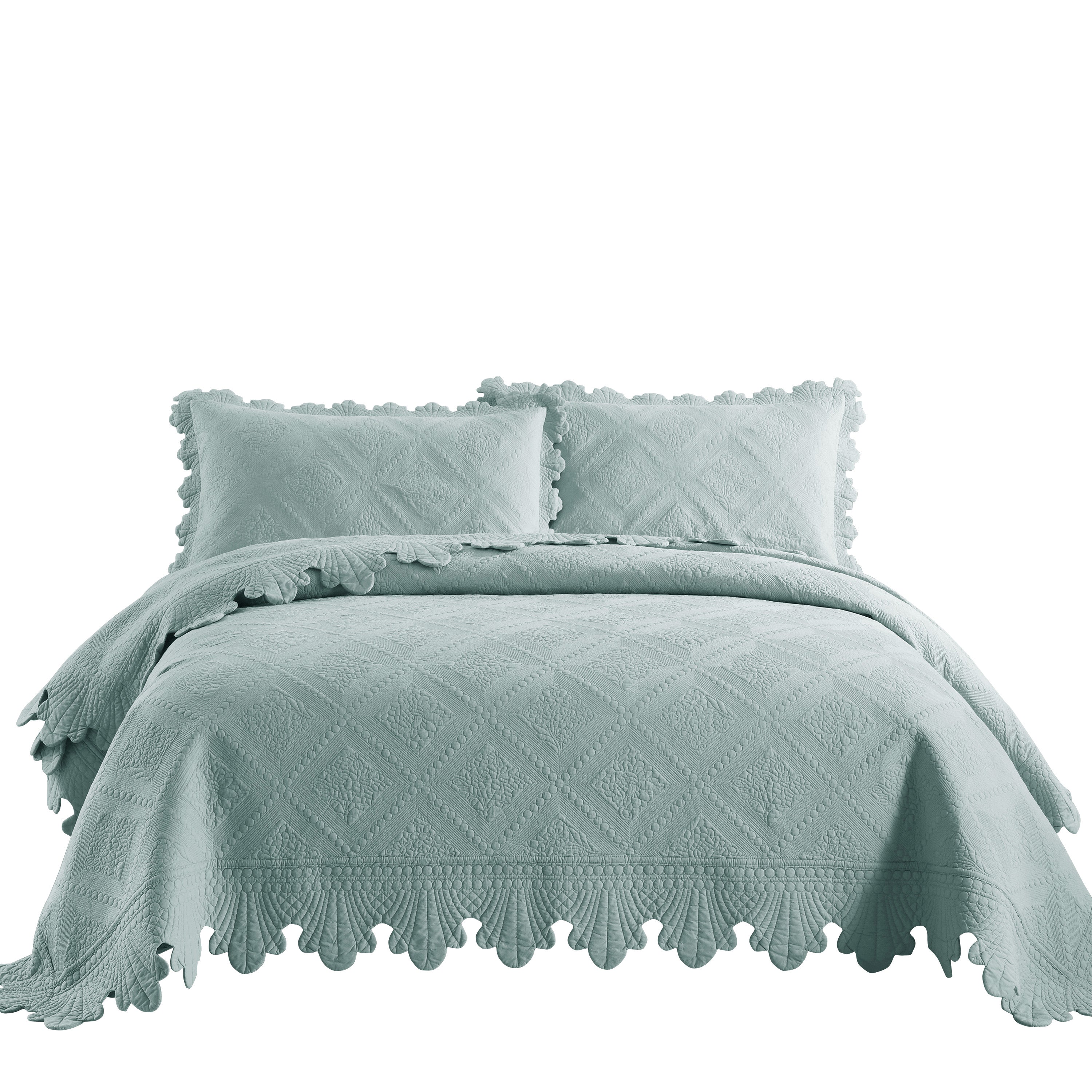 3 Piece 100% Cotton Oversized Lightweight Quilt Bedspread Set TK