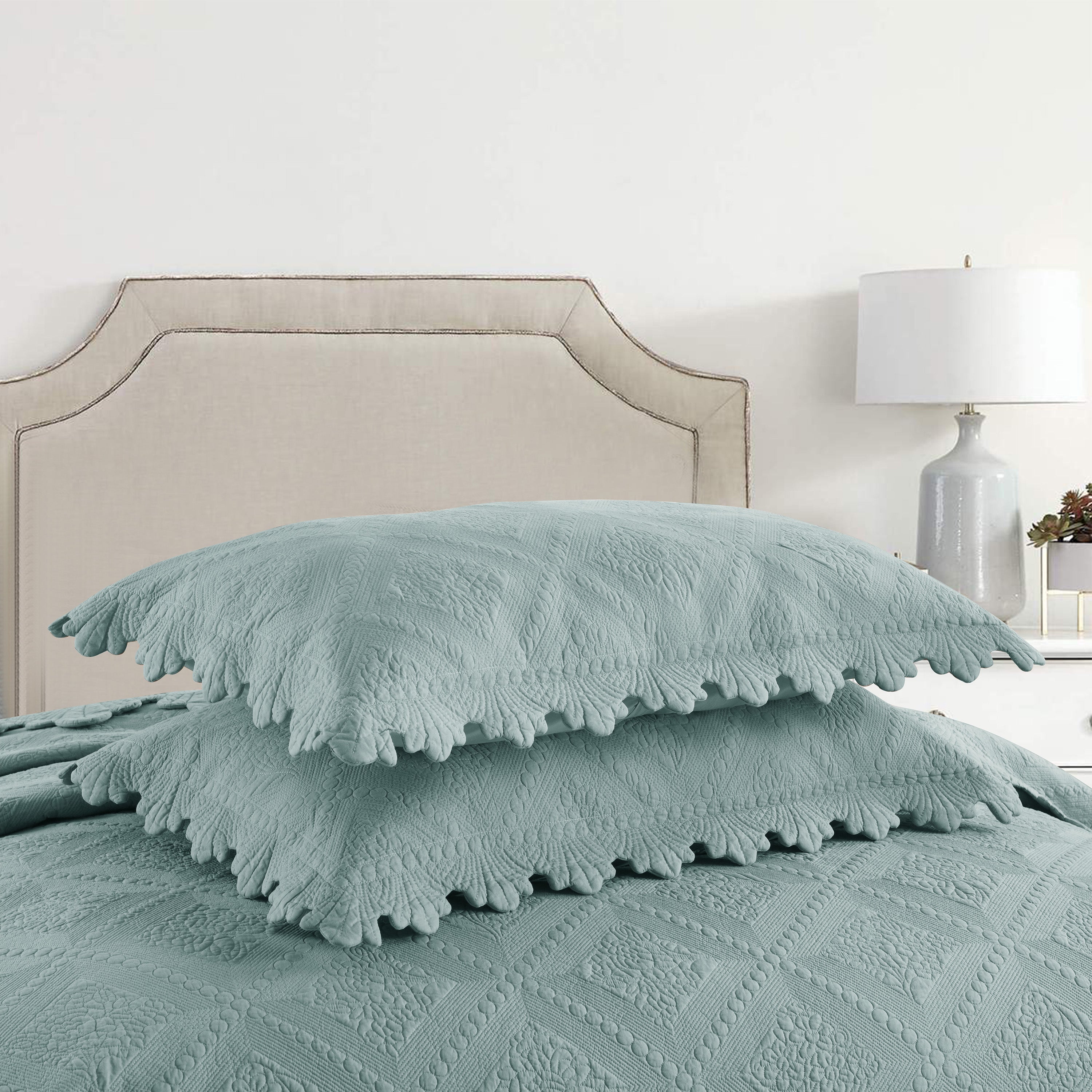 3 Piece 100% Cotton Oversized Lightweight Quilt Bedspread Set TK