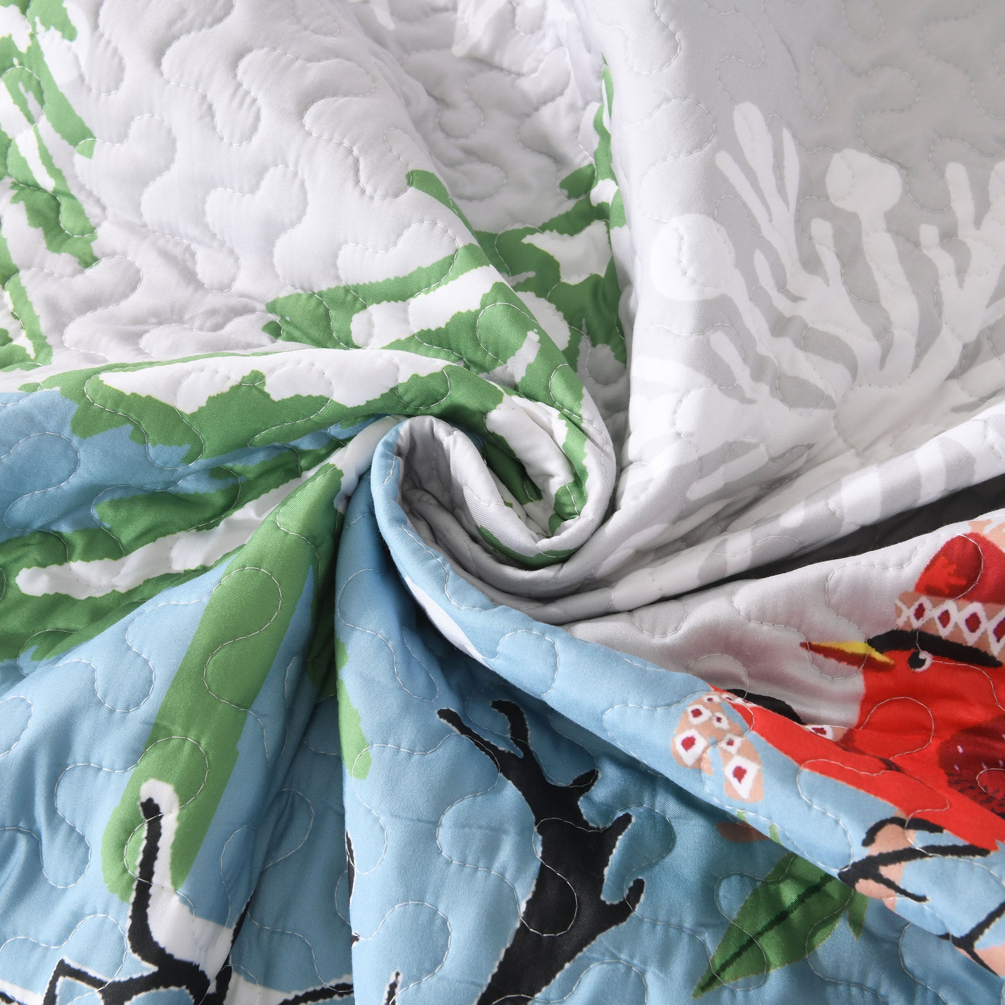 3 Piece Reversible Winter Wonderland Christmas Quilt Bedspread Set BY215