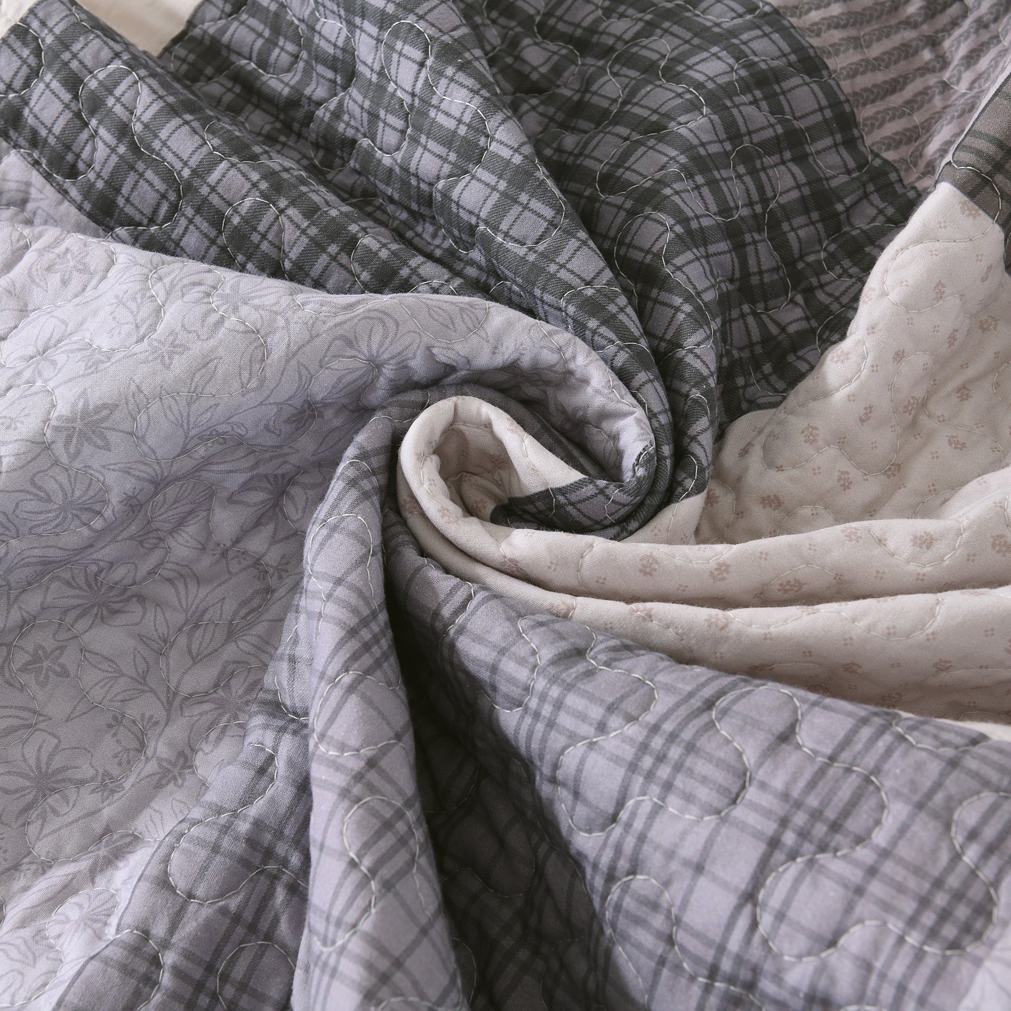 3 Pcs 100% Cotton Modern Star Pattern Checkered Quilt Bedspread Set CP327