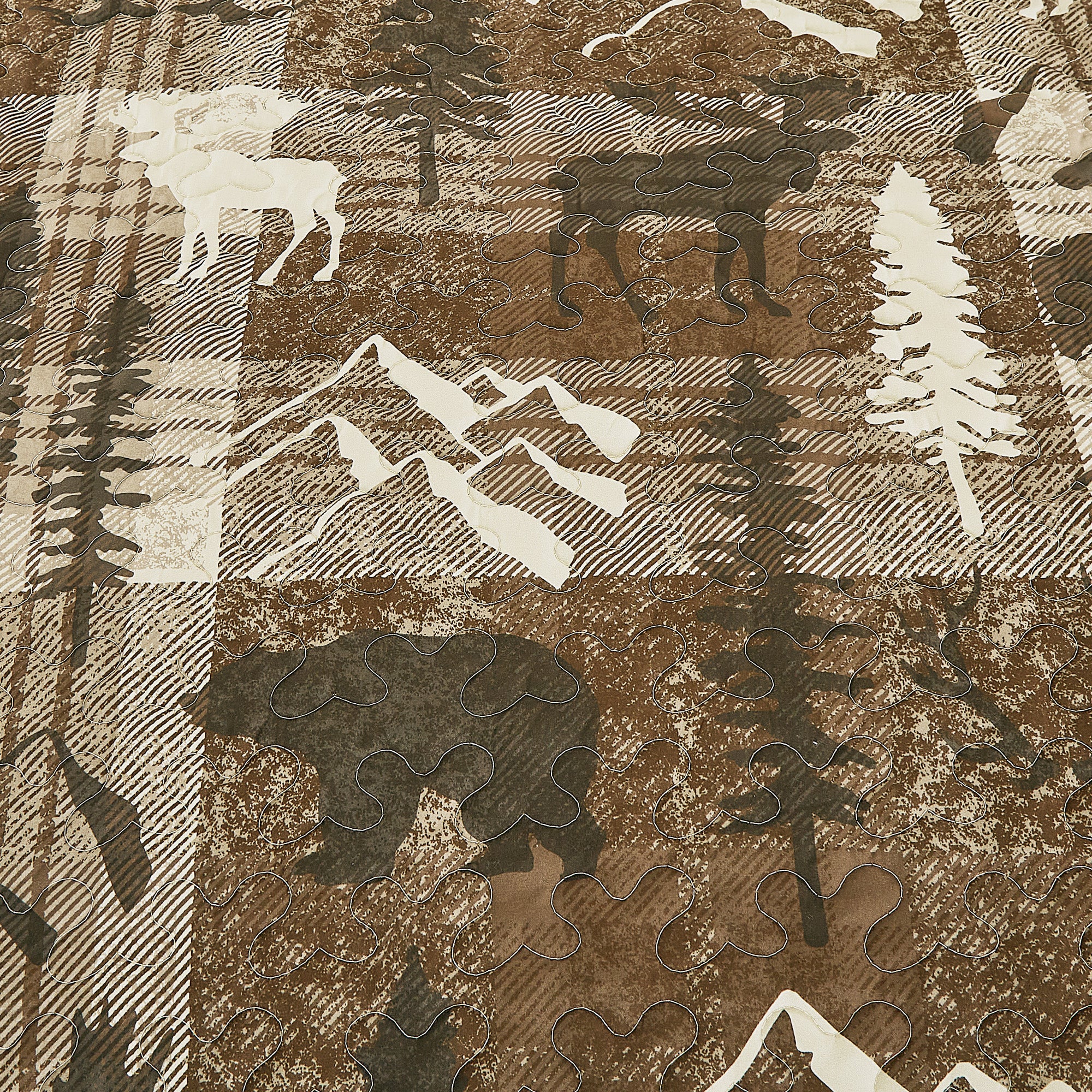 3 Piece Rustic Wildlife Reversible Polyester Quilt Bedspread Set