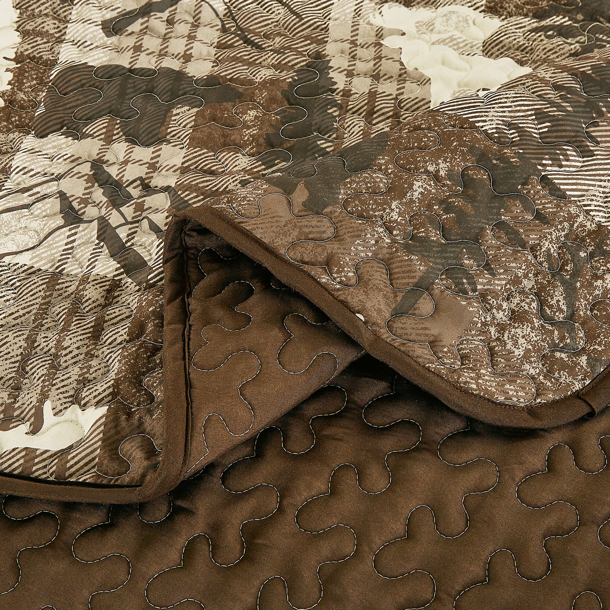 3 Piece Rustic Wildlife Reversible Polyester Quilt Bedspread Set
