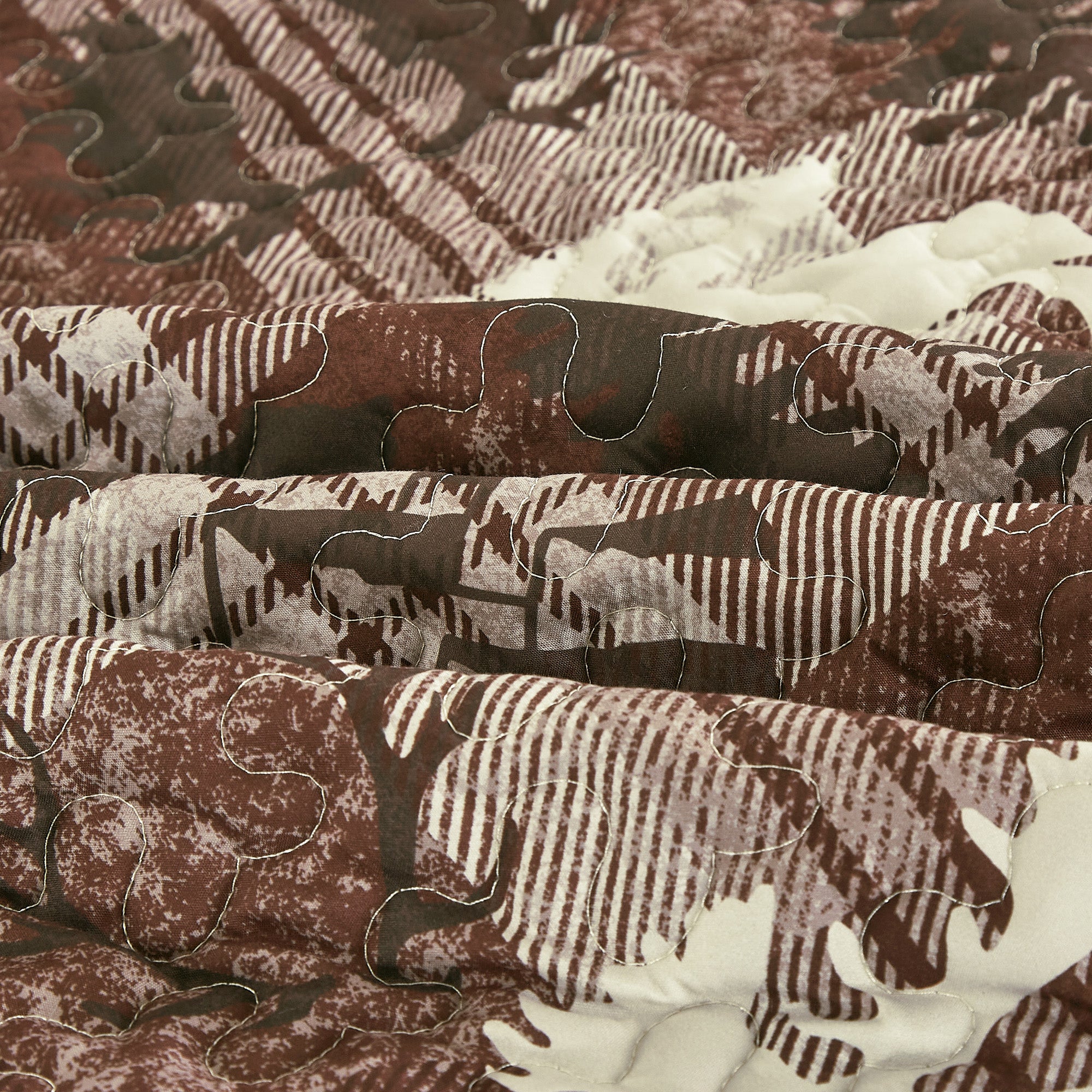 3 Piece Rustic Wildlife Reversible Polyester Quilt Bedspread Set