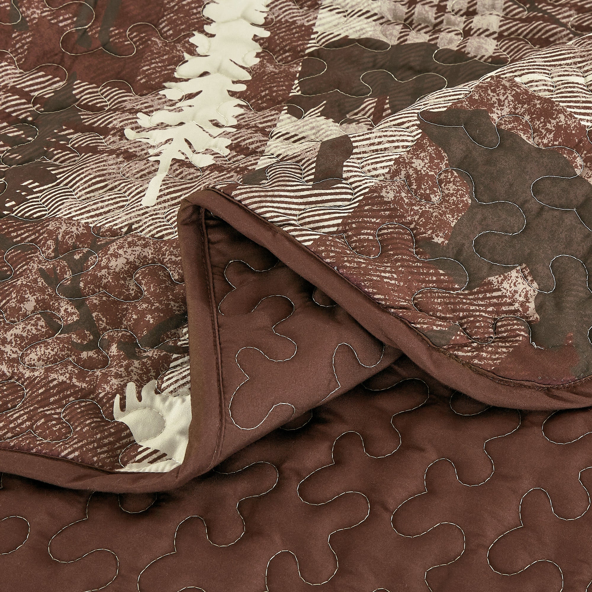 3 Piece Rustic Wildlife Reversible Polyester Quilt Bedspread Set