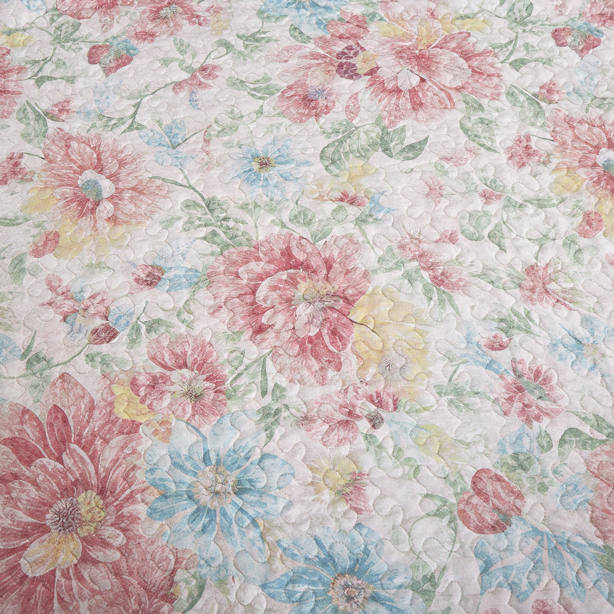 3 Piece Lightweight Quilt Bedspread Set Reversible Floral Botanical