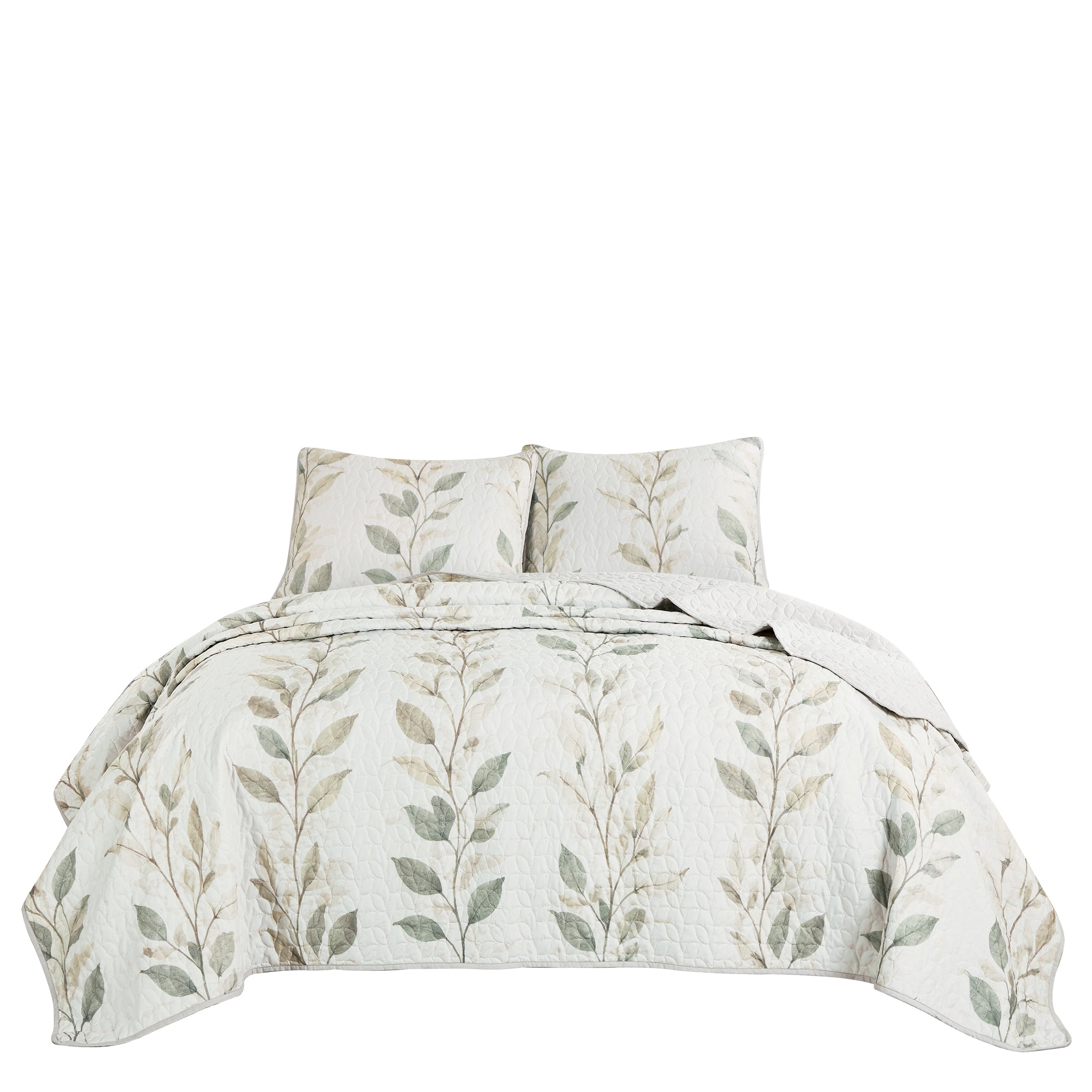 3 Piece Lightweight Quilt Bedspread Set Reversible Floral Botanical