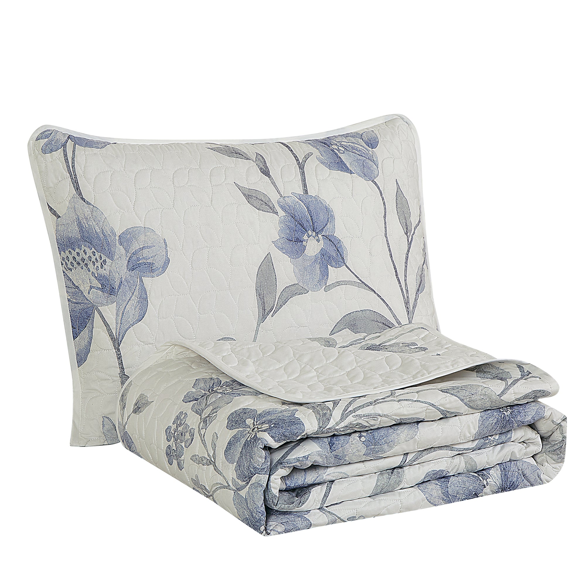 3 Piece Lightweight Quilt Bedspread Set Reversible Floral Botanical