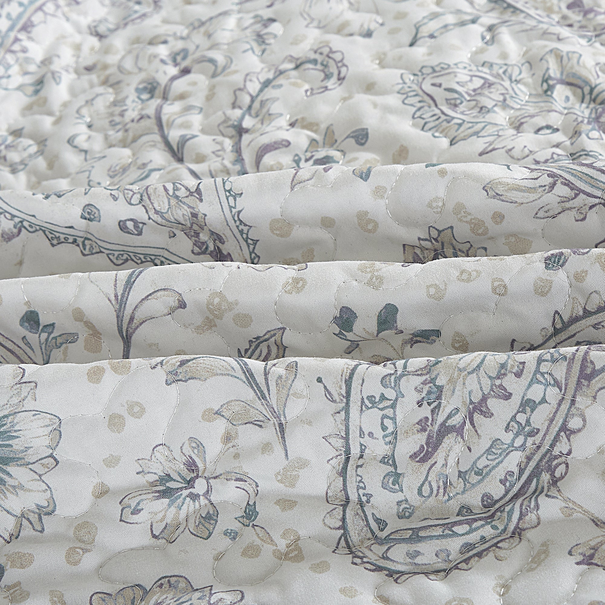 3 Piece Lightweight Quilt Bedspread Set Reversible Floral Botanical