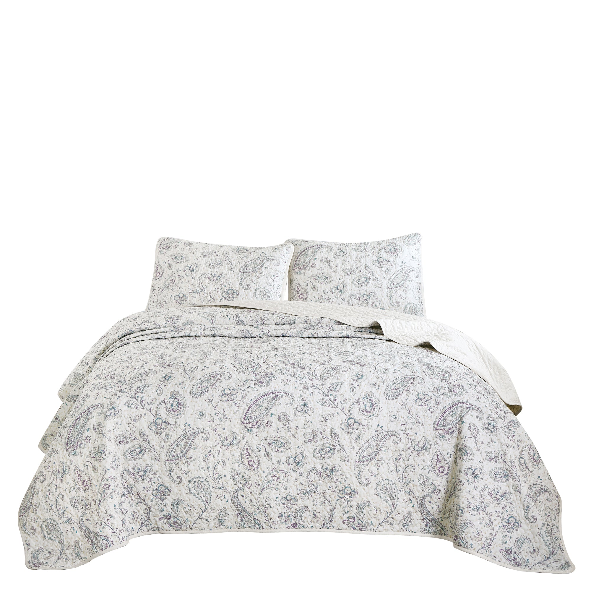 3 Piece Lightweight Quilt Bedspread Set Reversible Floral Botanical