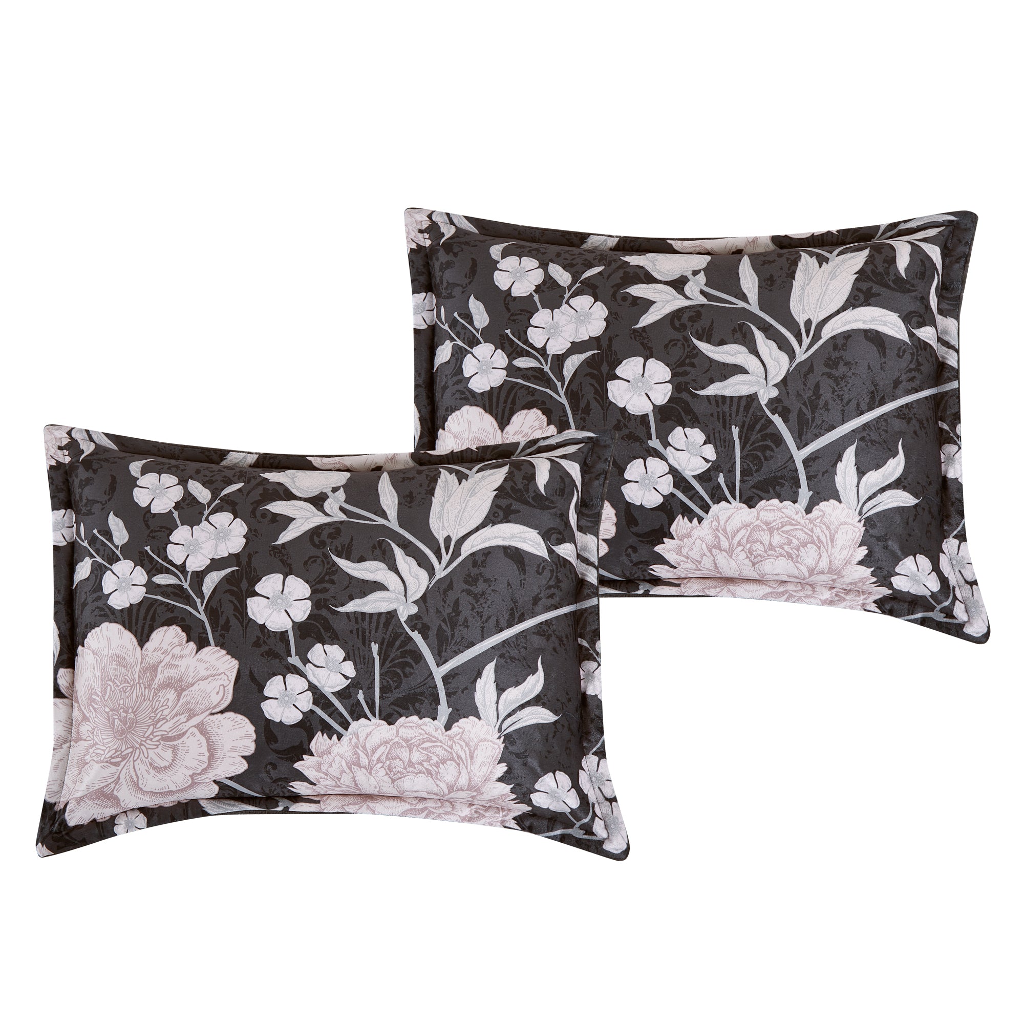 Blush Floral 5-Piece Velvet Comforter Set with Sherpa Backing