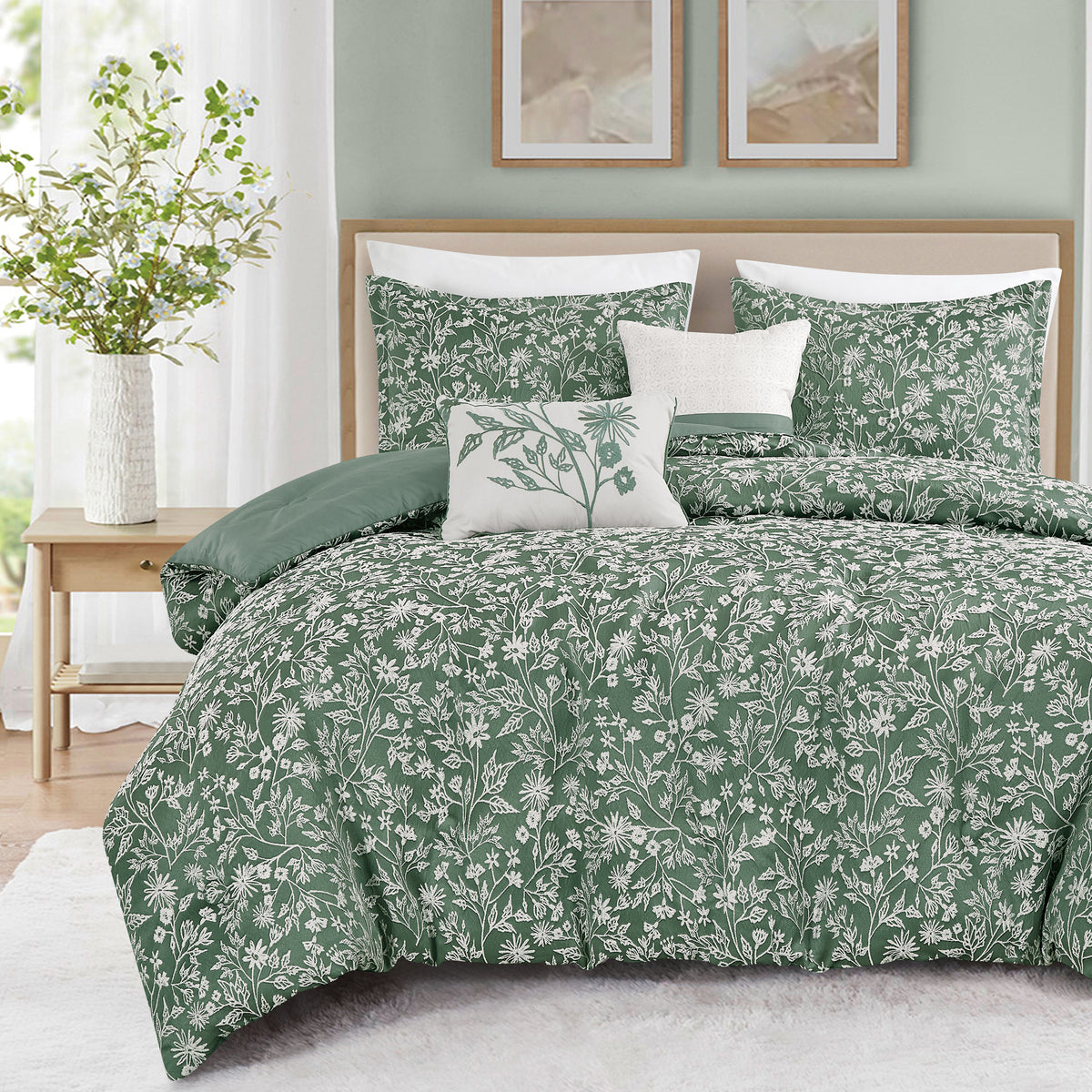 5-Piece Botanical Jacquard Comforter Set