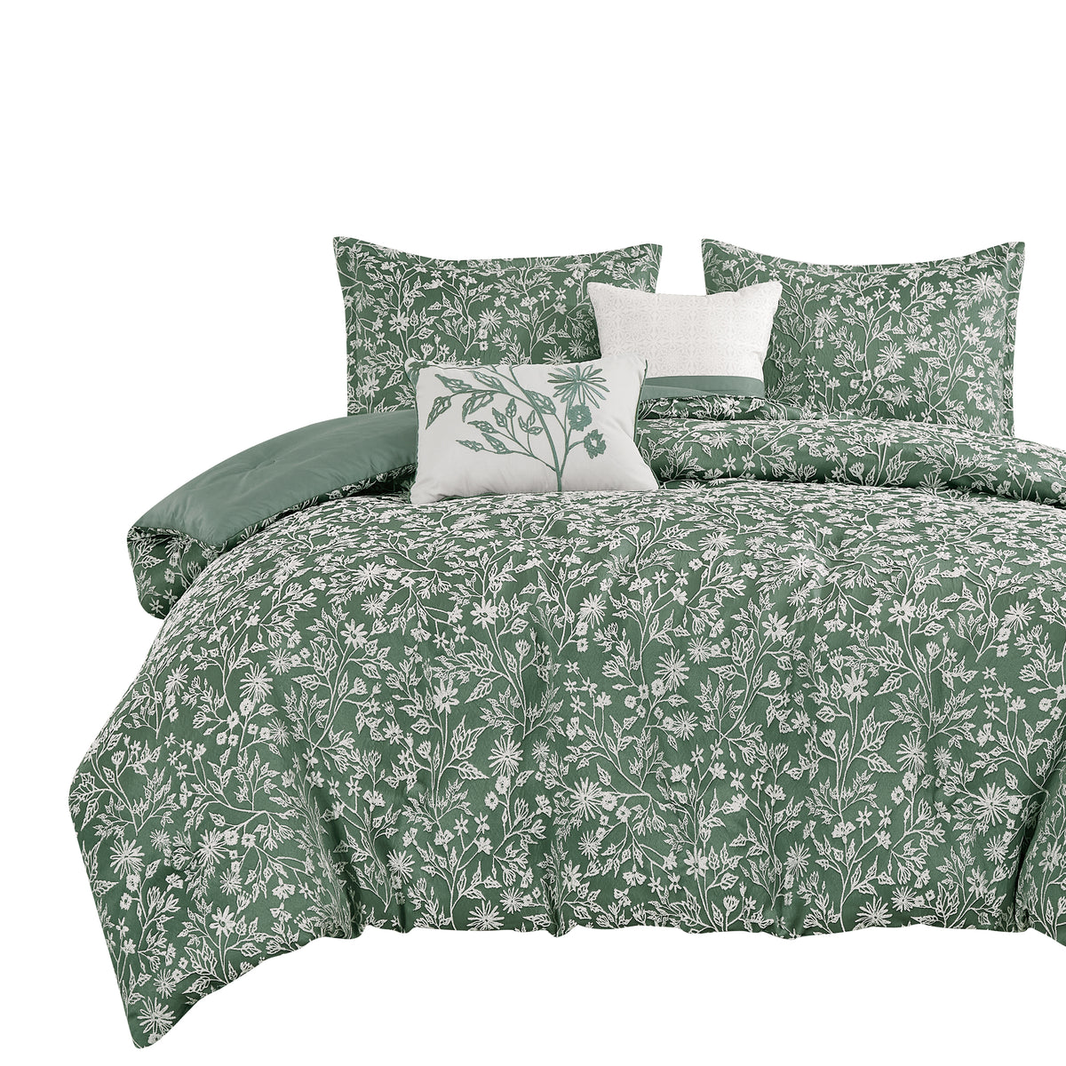 5-Piece Botanical Jacquard Comforter Set