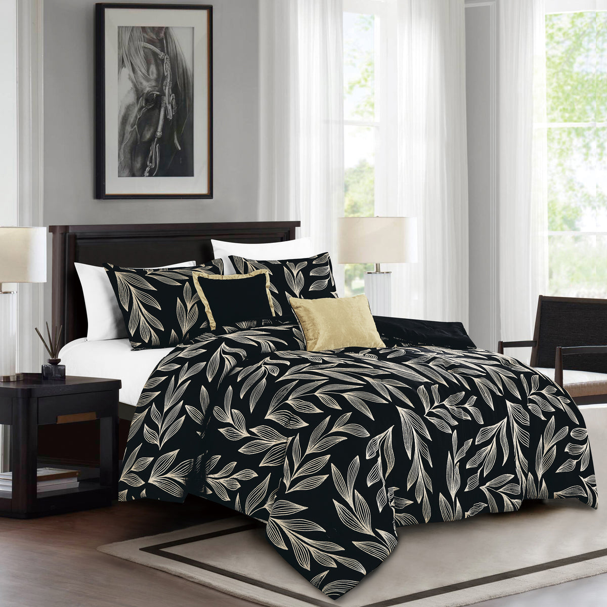 5-Piece Botanical Jacquard Comforter Set