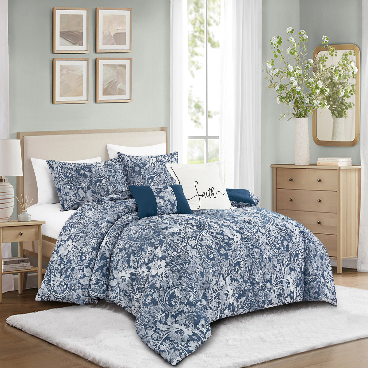 5-Piece Botanical Jacquard Comforter Set
