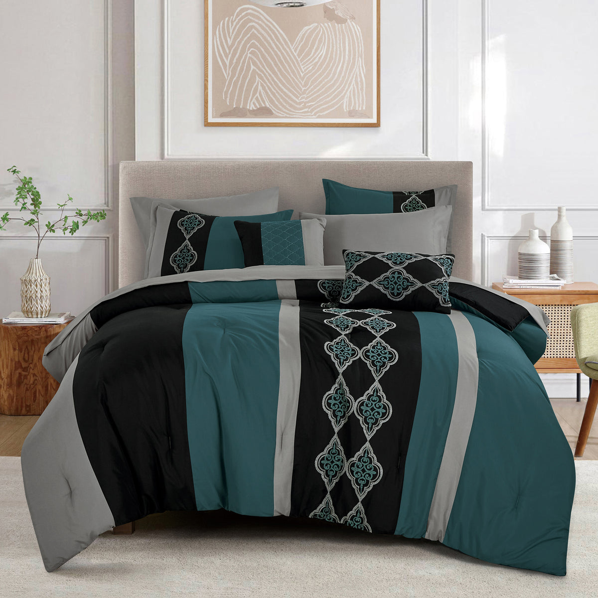 Modern Textured 9-Piece Comforter Set with Sheets