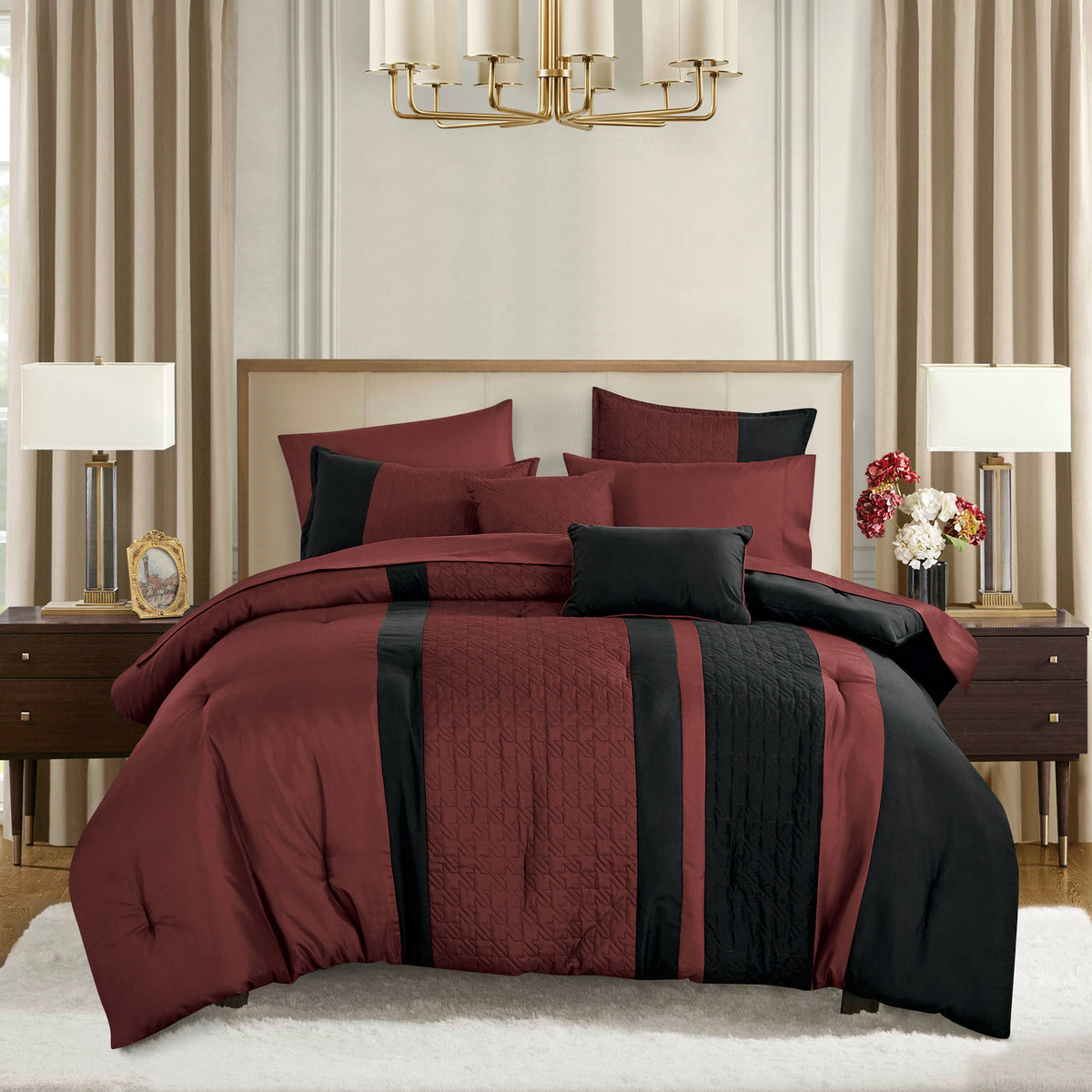 Modern Textured 9-Piece Comforter Set with Sheets