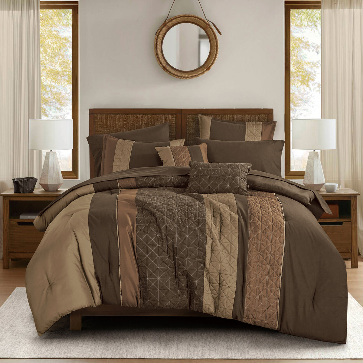Modern Textured 9-Piece Comforter Set with Sheets