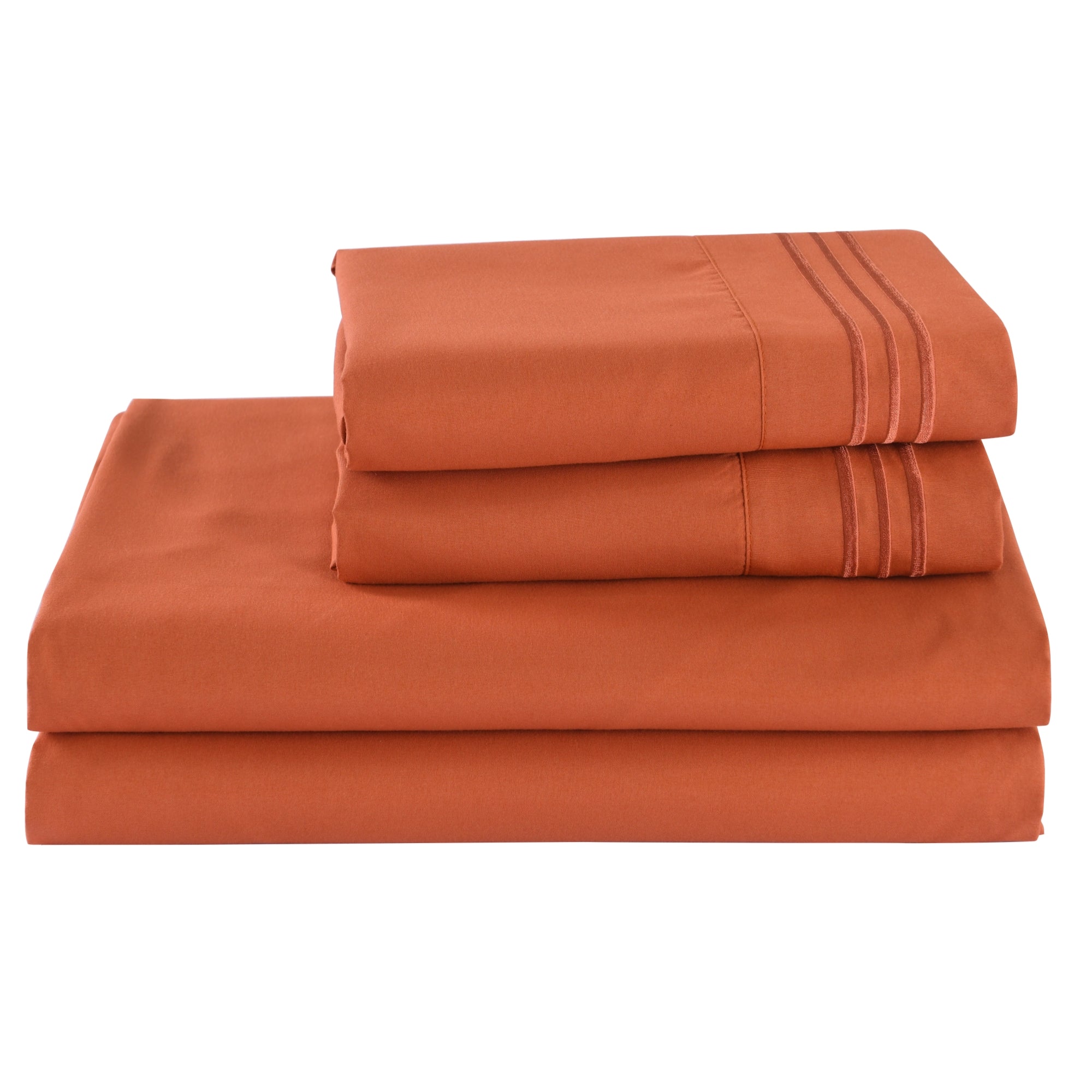 3/4 Piece Soft Solid Embroidered Bed Sheet Set Bedding Set